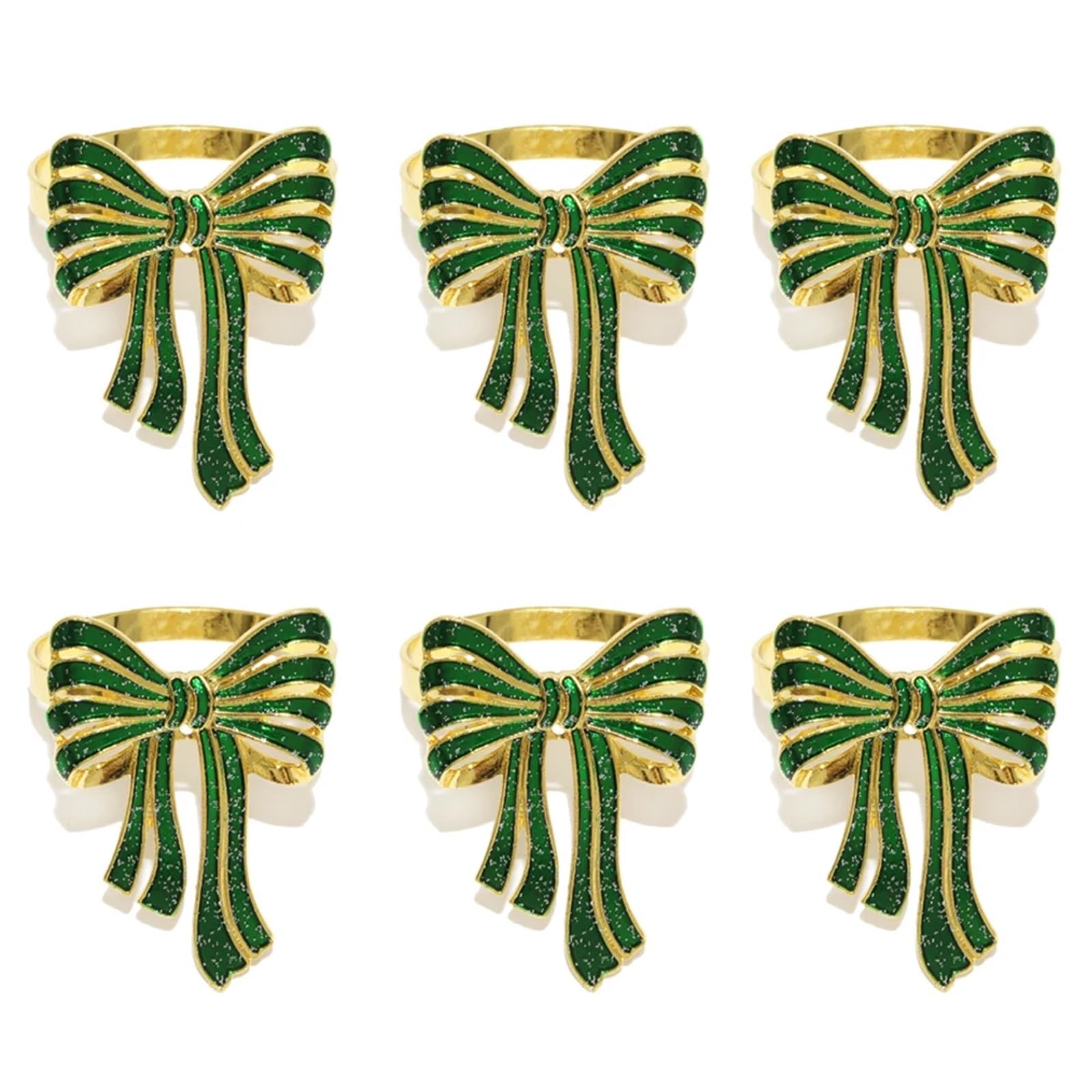 Usohjz Green 6Pcs Christmas Bow Napkin Rings