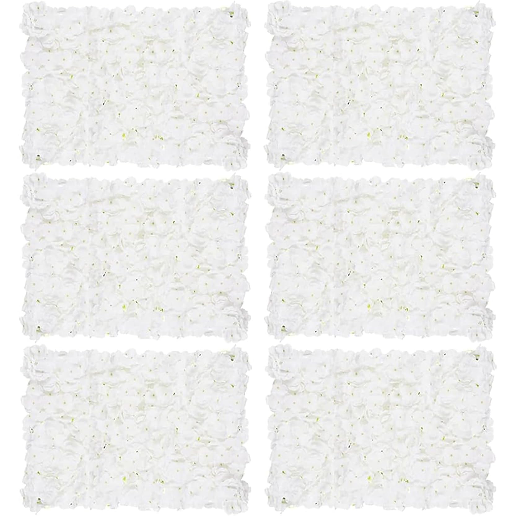 GOUZIBHD 23.6 x 15.7 Inch Artificial Flower Wall Mat Silk Flower Panels,Flower Wall Panel Backdrop Artificial Hydrangea Floral Panels for Wedding Party(Size:6PCS,Color:White)