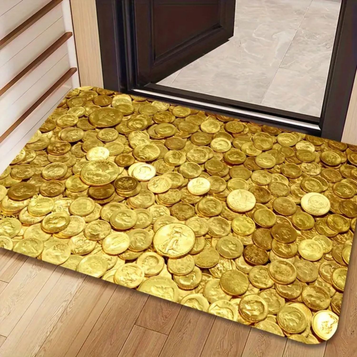 Tapis 3D à illusion d'optique pour accueillir vos invités avec originalité dans le salon