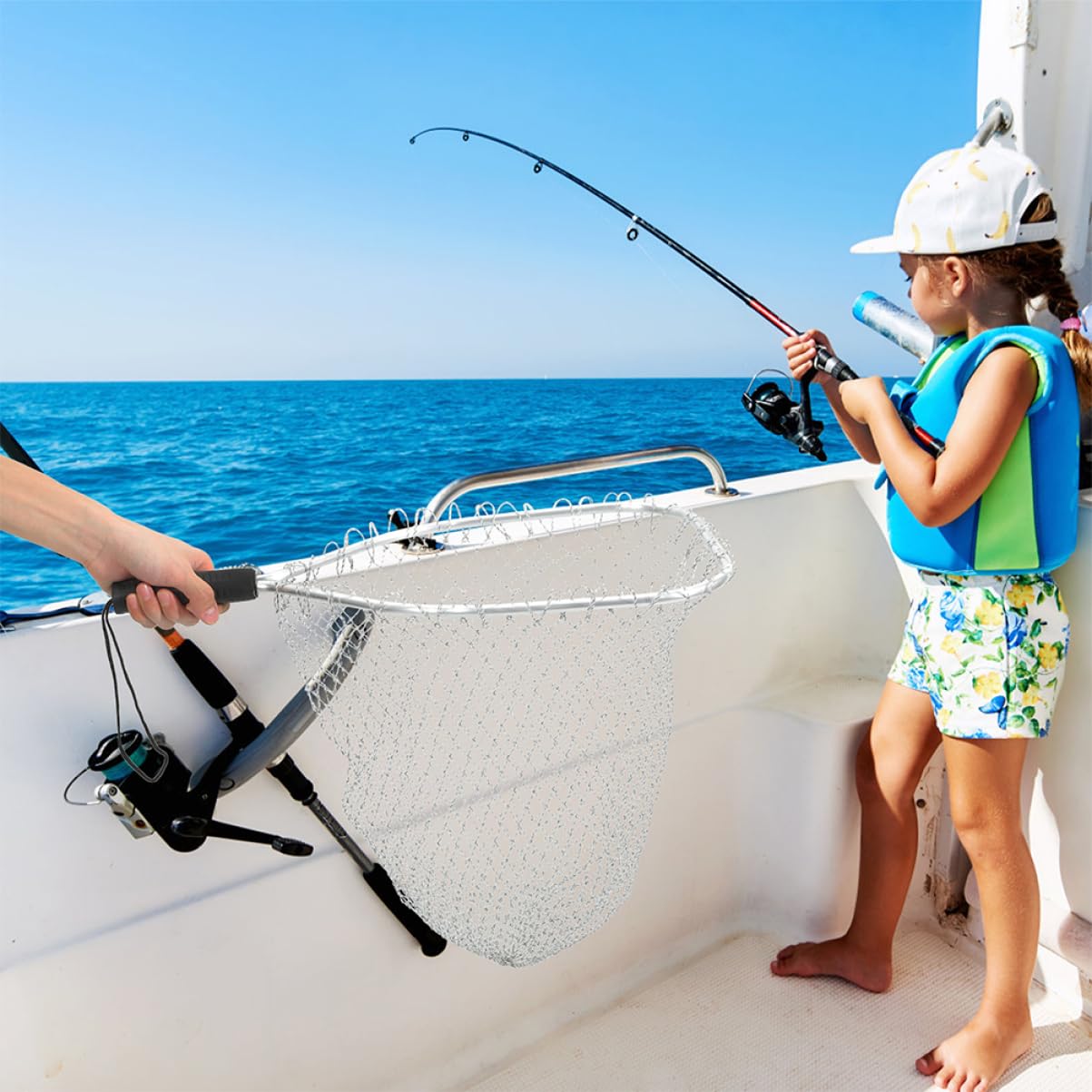 WOONEKY Lot De 2 Filets De Pêche À La Mouche Portables Et Robustes pour Étang À Poissons avec Poignée Confortable pour La Pêche en Kayak
