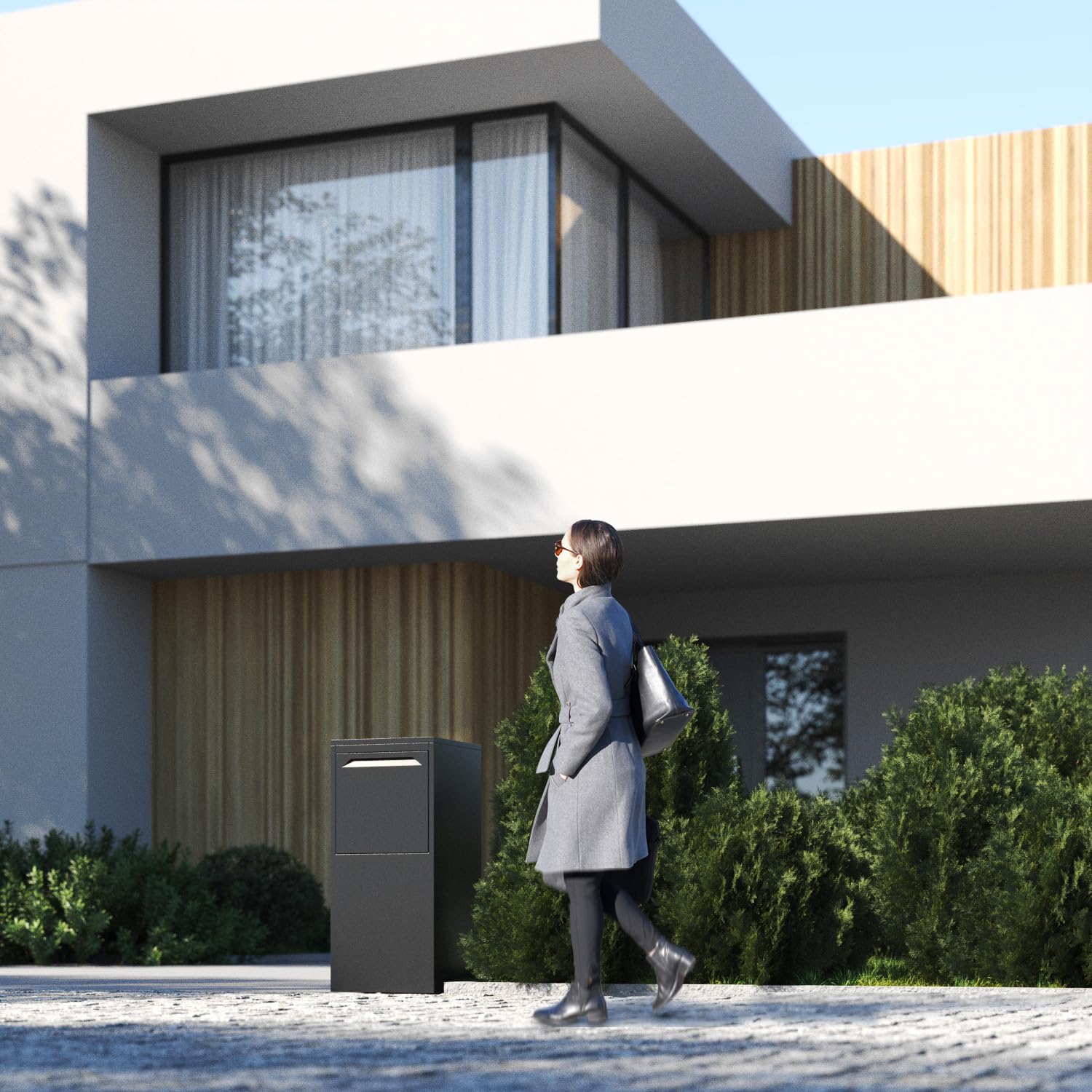 Paketbox Molinara in Graphitgrau | rückseitige Entnahme