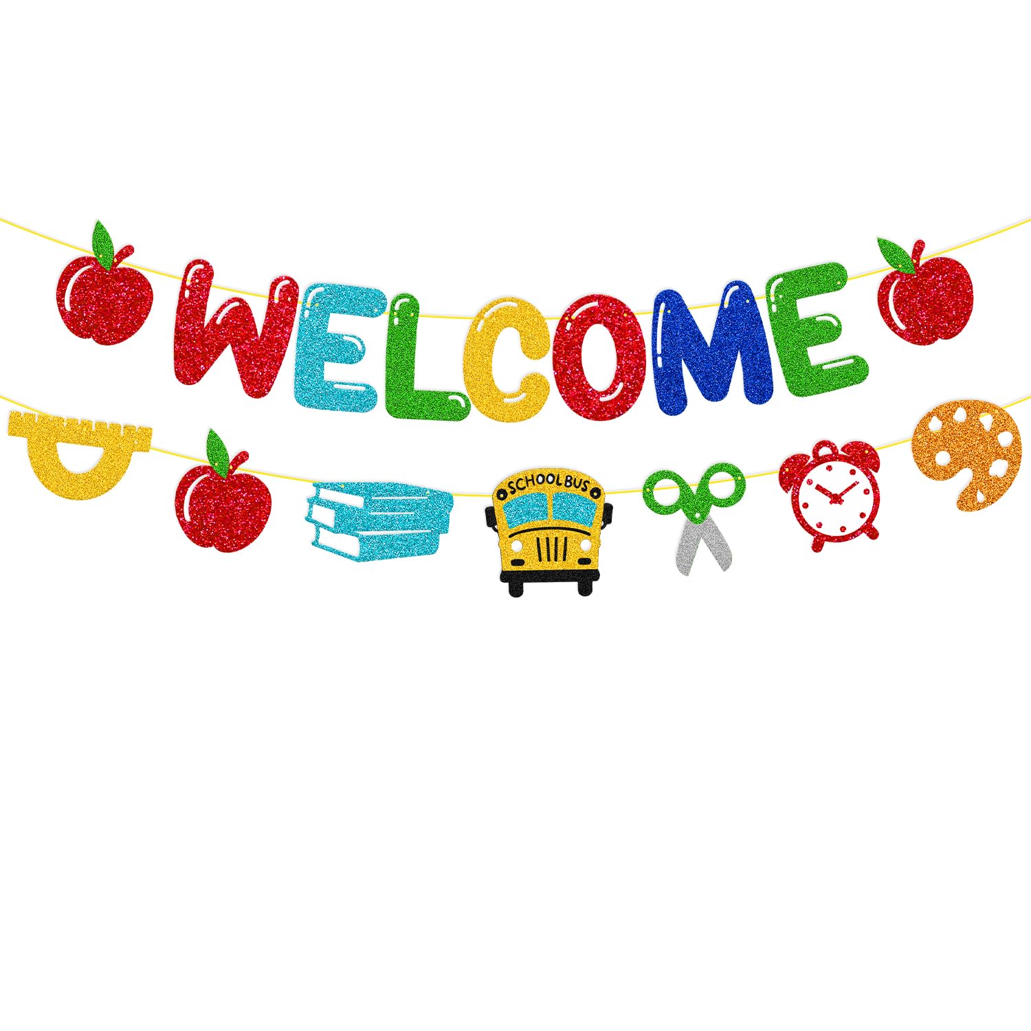 Willkommensbanner Mit Apfel Für Schulanfang – Jute-Dekoration Für Klassenzimmer Und Partys