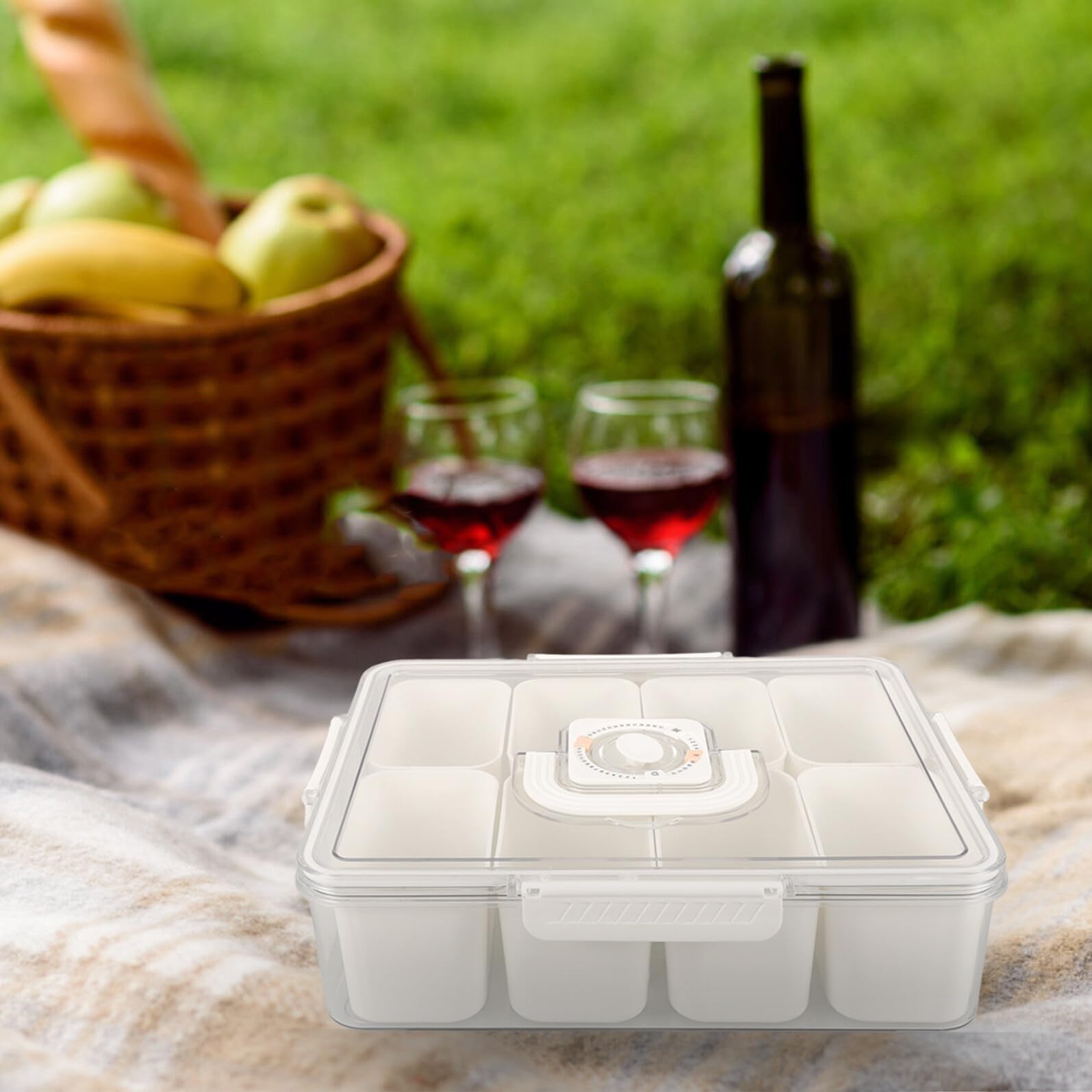 Toyvian Contenitore per Snack Scomparti Coperchio Frutta Secca Caramelle Snack Cibo Cotto Biscotti Formaggio Antipasti Frutta Verdura Carne Leggero Compatto Robusto Pulito e Ordinato