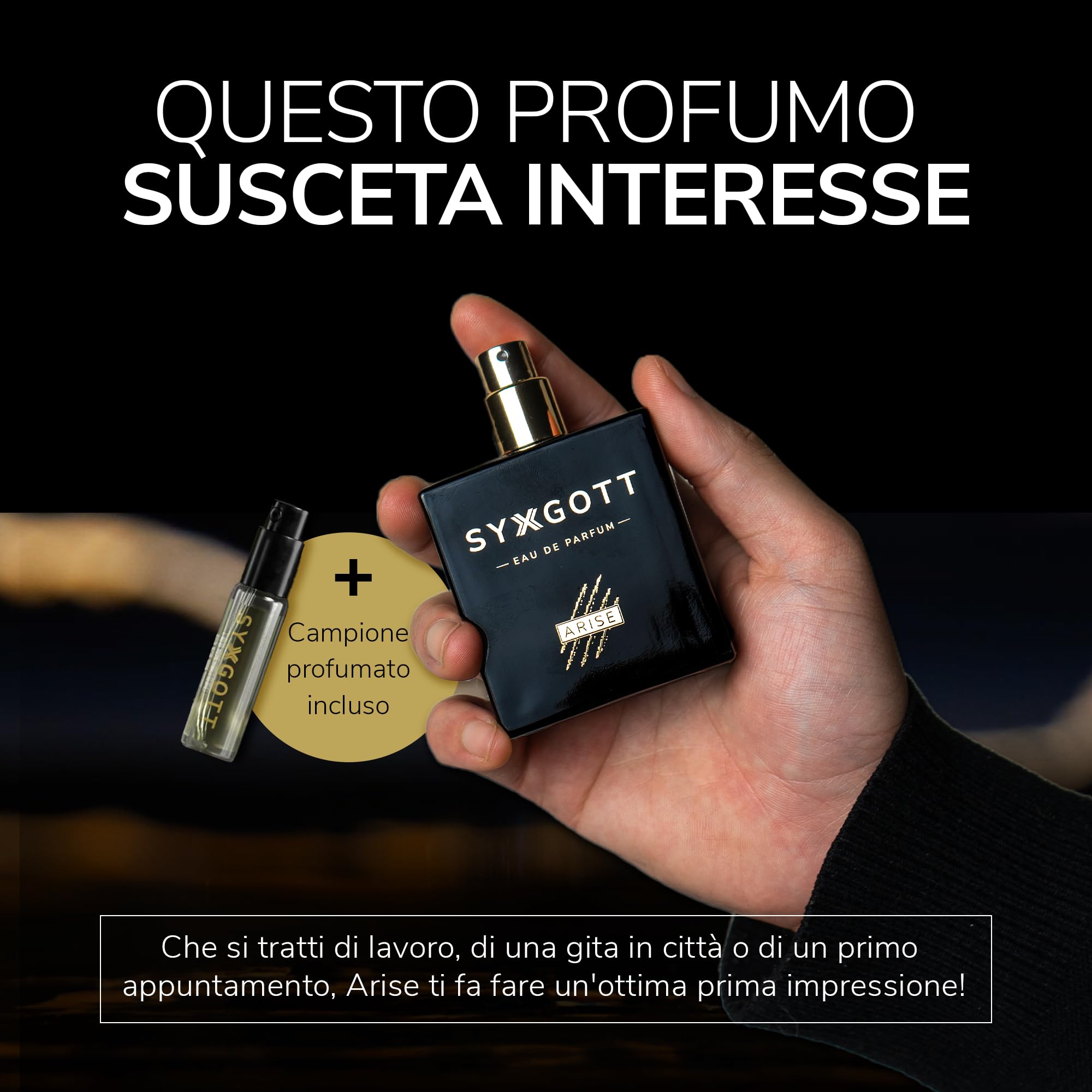 SYXGOTT ARISE Profumo da uomo con olio di feromoni | Eau de Parfum per uomini | Campioncino incluso | fresco e fruttato | Fragranza estiva durevole ideale per tutti i giorni
