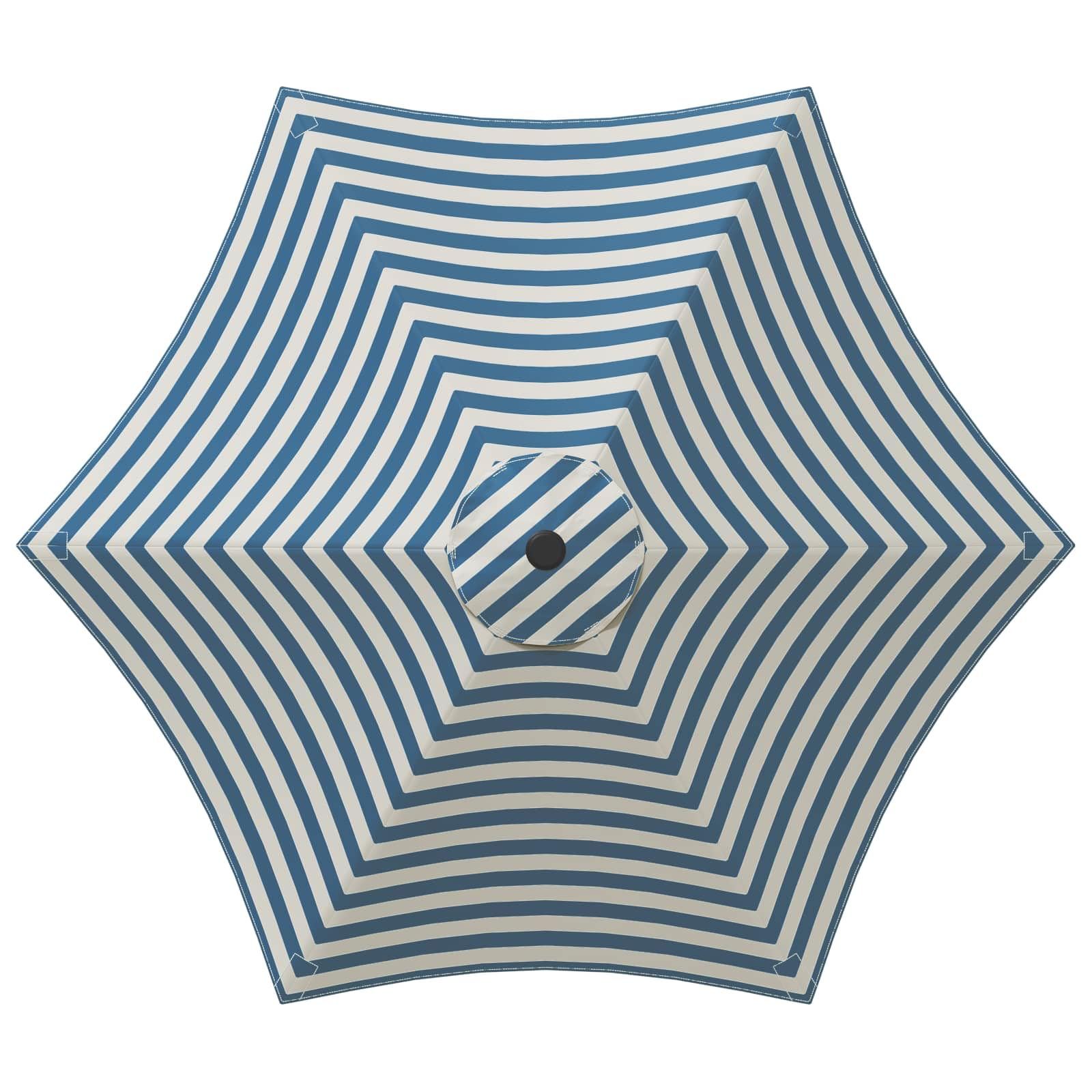 Ombrellone da giardino ad angolo retto, 300 x 300 cm, grande ombrellone da terrazza con apertura push up e apertura antivento, ombrellone per mercato da giardino e terrazza, blu e bianco