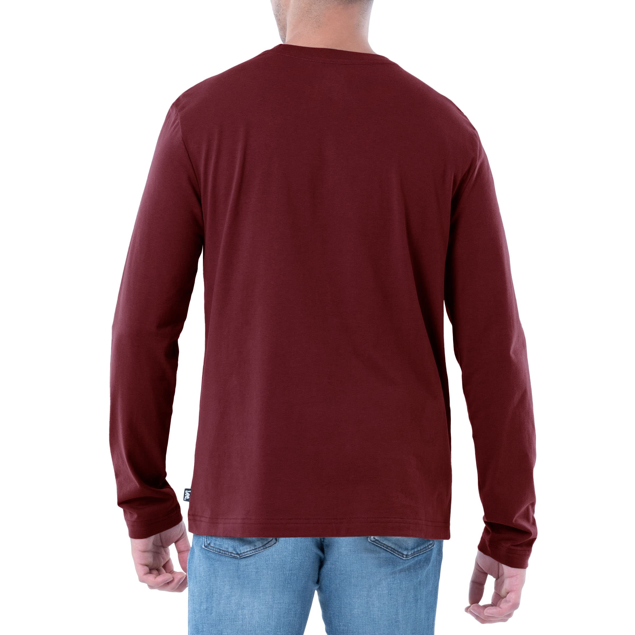 Lee Herren Long Sleeve Cotton T-Shirt, Rhabarber, Klein – Ansicht 2