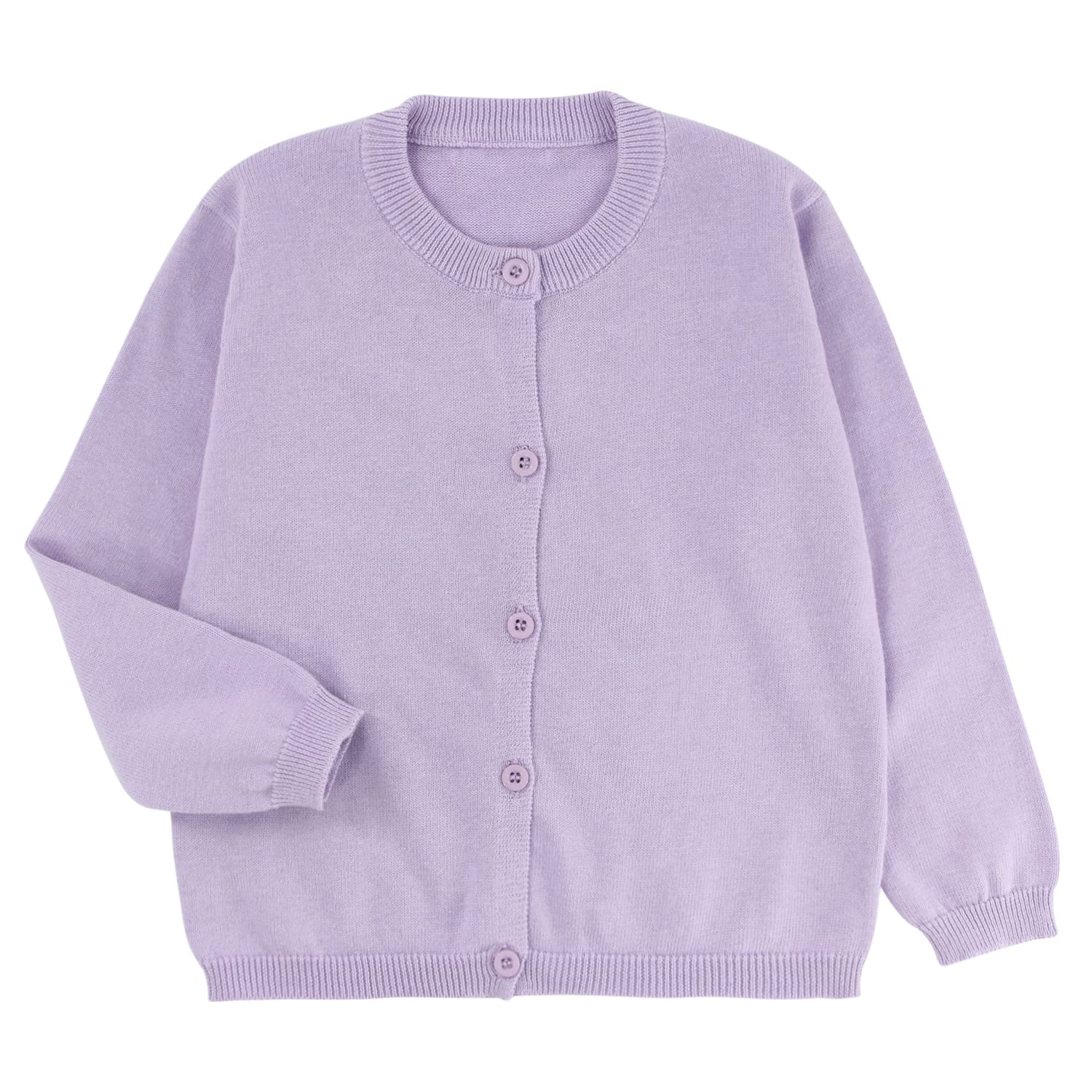 POBIDOBY Girl's Sweater Cotton Crew Knit Neck Long Sleeve Uniform，Cotton Cardigan Sweaters.