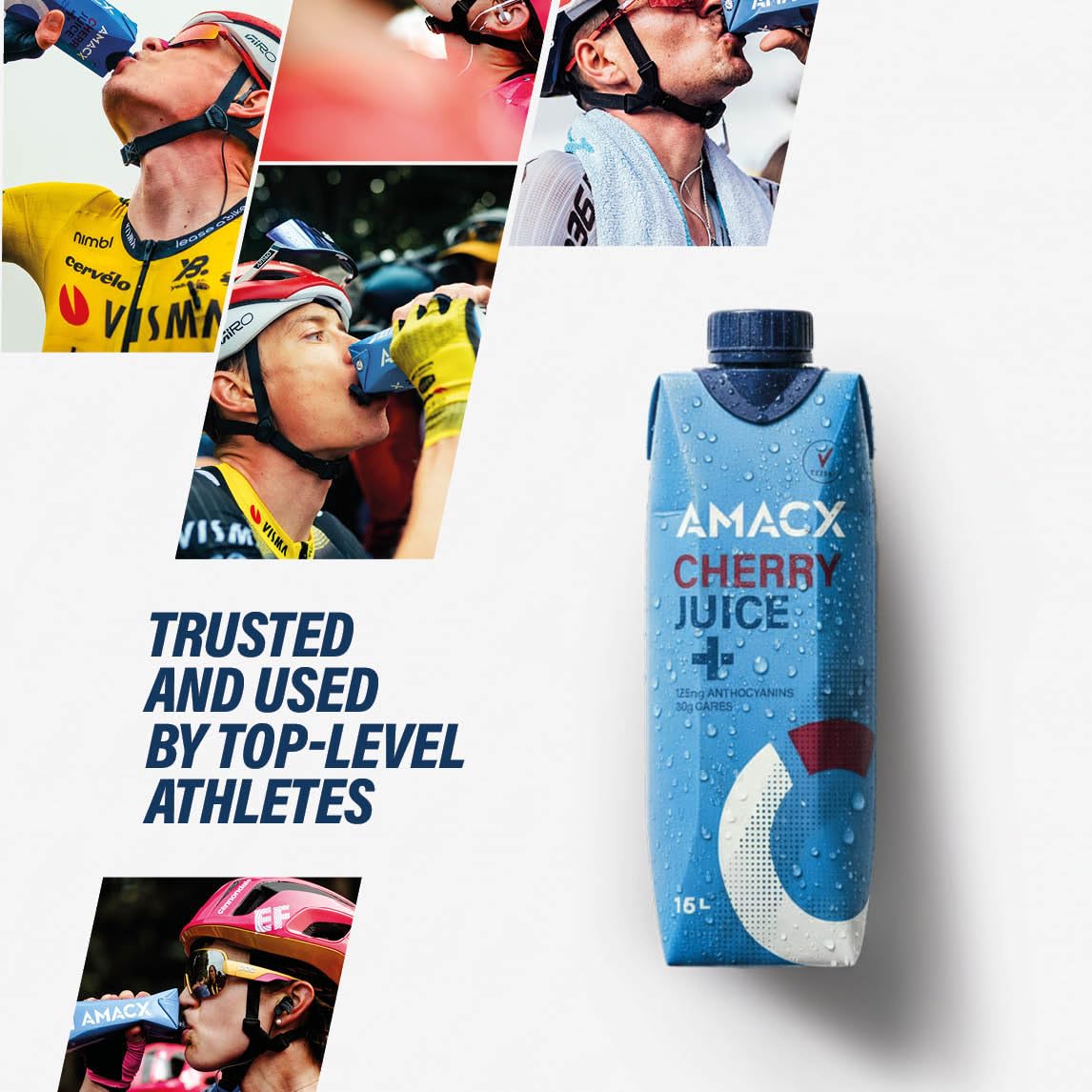 AMACX Cherry Juice+ – 12 x 500 ml – Pronto da bere – 125 mg di antociani – Favorisce il recupero e la rigenerazione