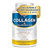 COLLAGENE IDROLIZZATO 2000MG – 240 COMPRESSE | Collagene e Acido Ialuronico, Coenzima Q10, Vitamina C, Biotina e Zinco per Pelle, Ossa e Articolazioni