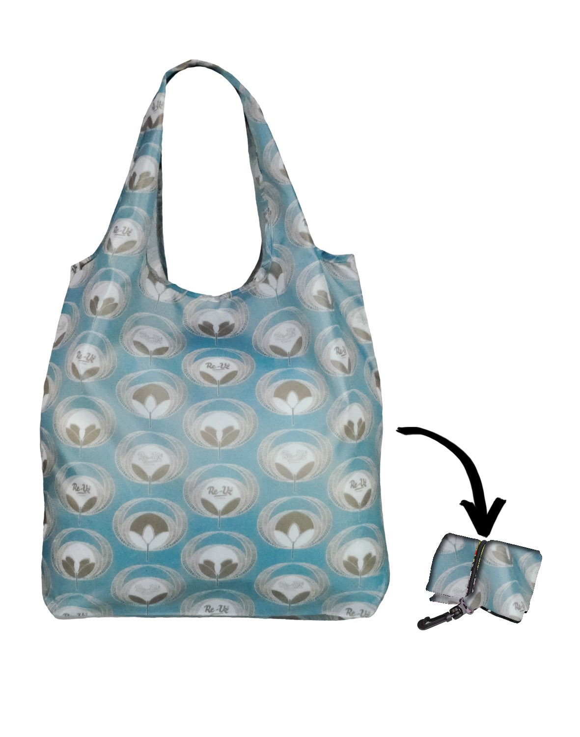 Re-Uz Lifestyle Shopper Foldable Reusable Shopping Grocery Bag - Flower Power Denim