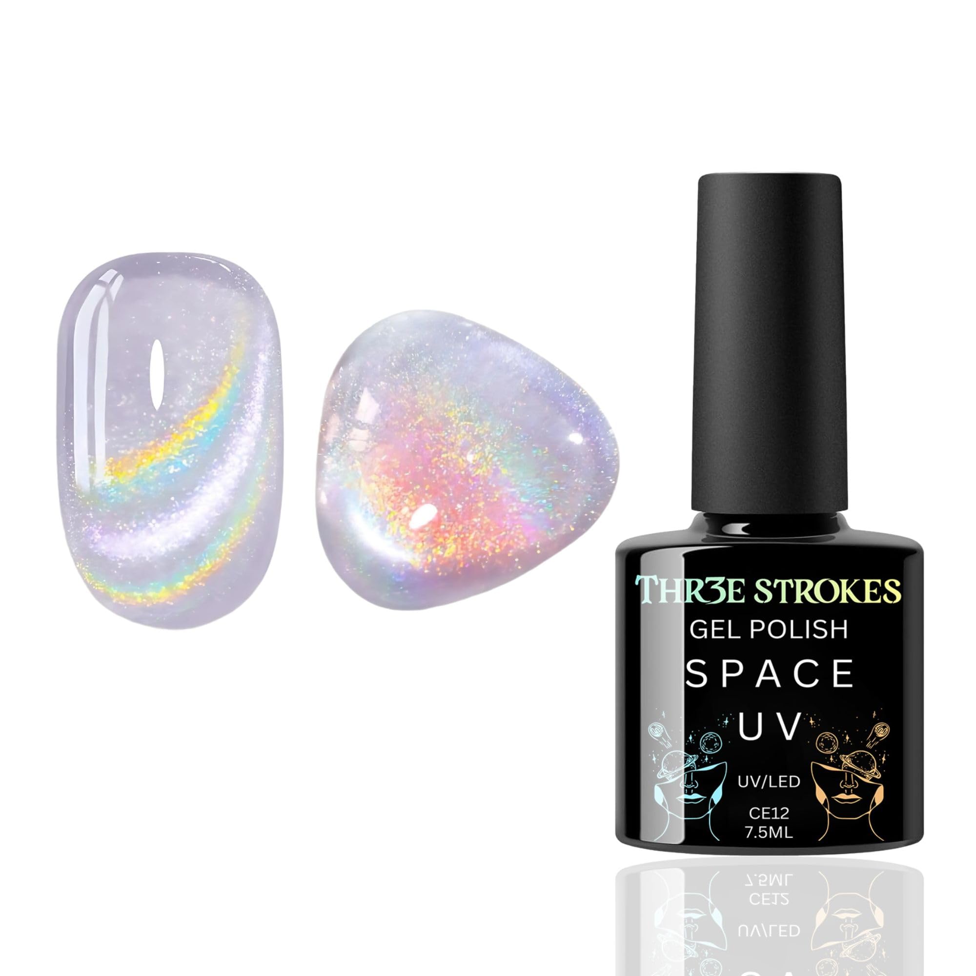 THR3E STROKES 9D Glitter Cat Eye Gel Magnetic Nail Polish Art Manicure DIY at Home Soak Off UV Gel 7.5ML (CE12, 7.5ML)