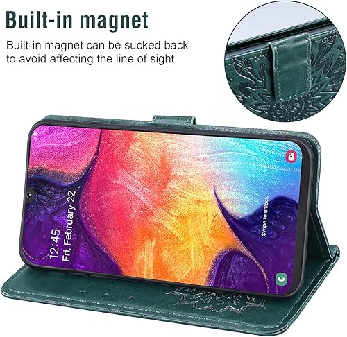 Miniatura 3 de Funda de teléfono para Samsung Galaxy A50 con protector de pantalla de vidrio templado, funda magnética de cuero, soporte para tarjetas, accesorios