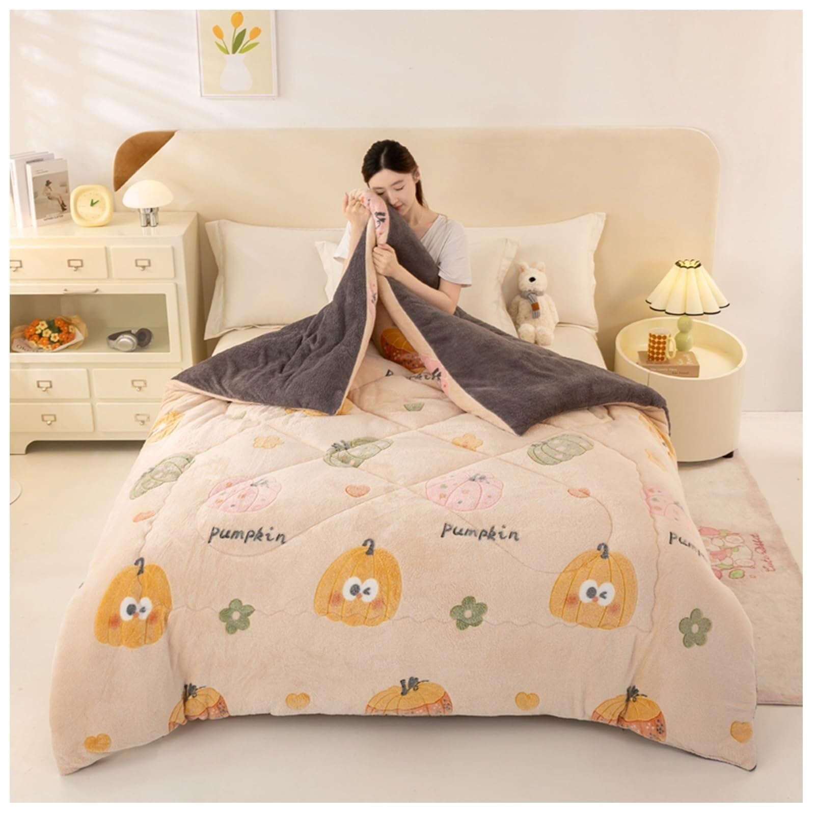 Super Soft Thickened Warm Lamb Quilt Winter Blanket, Breathable Fluffy Plush Double Sided Velvet Blanket for Cold Weather(Color14,150x200cm(3.5KG))