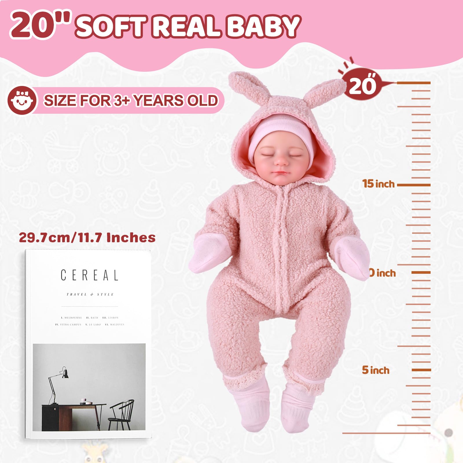 BABESIDE Poupée Reborn 20 Pouces Bébé Nouveau-né Endormi