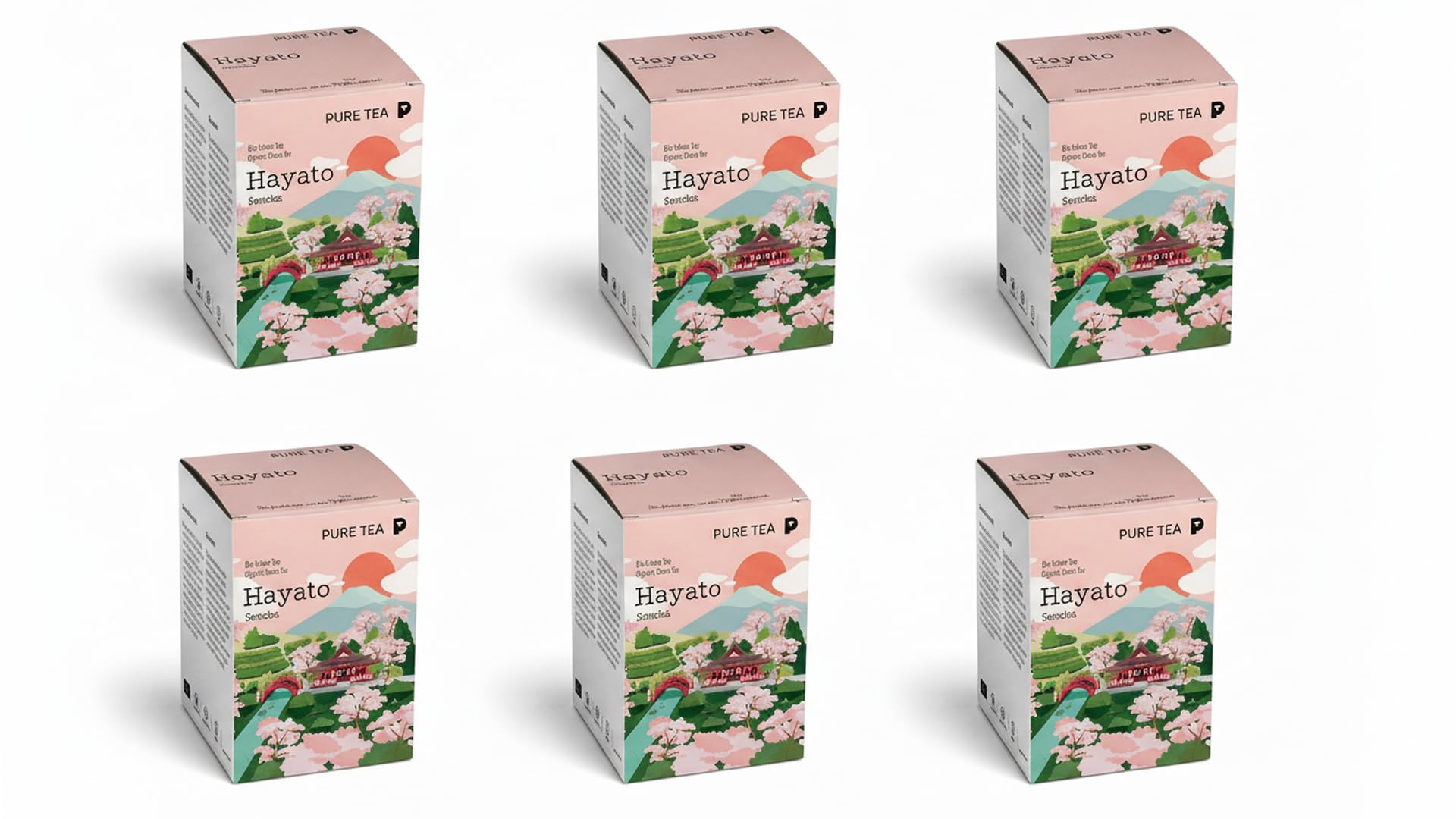 6 x Pure Tea Grüner Tee Sencha Hayato, japanischer Grüntee im Kissenbeutel, 15 Beutel à 3 g, Premiumqualität, Dispenserbox, frisch-duftiges Aroma