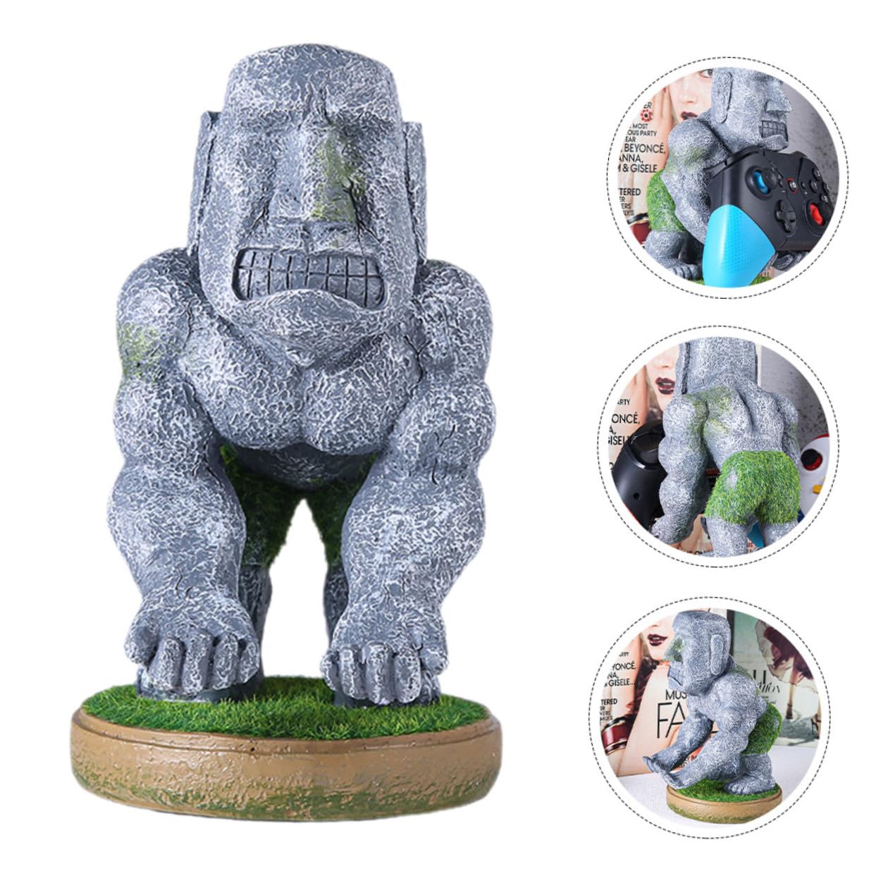 Gatuida Supporto per Controller da Gaming in Resina a Forma di Statua Moai, Design Unico Resistente a Usura e Sbiadimento, per Home e Desktop