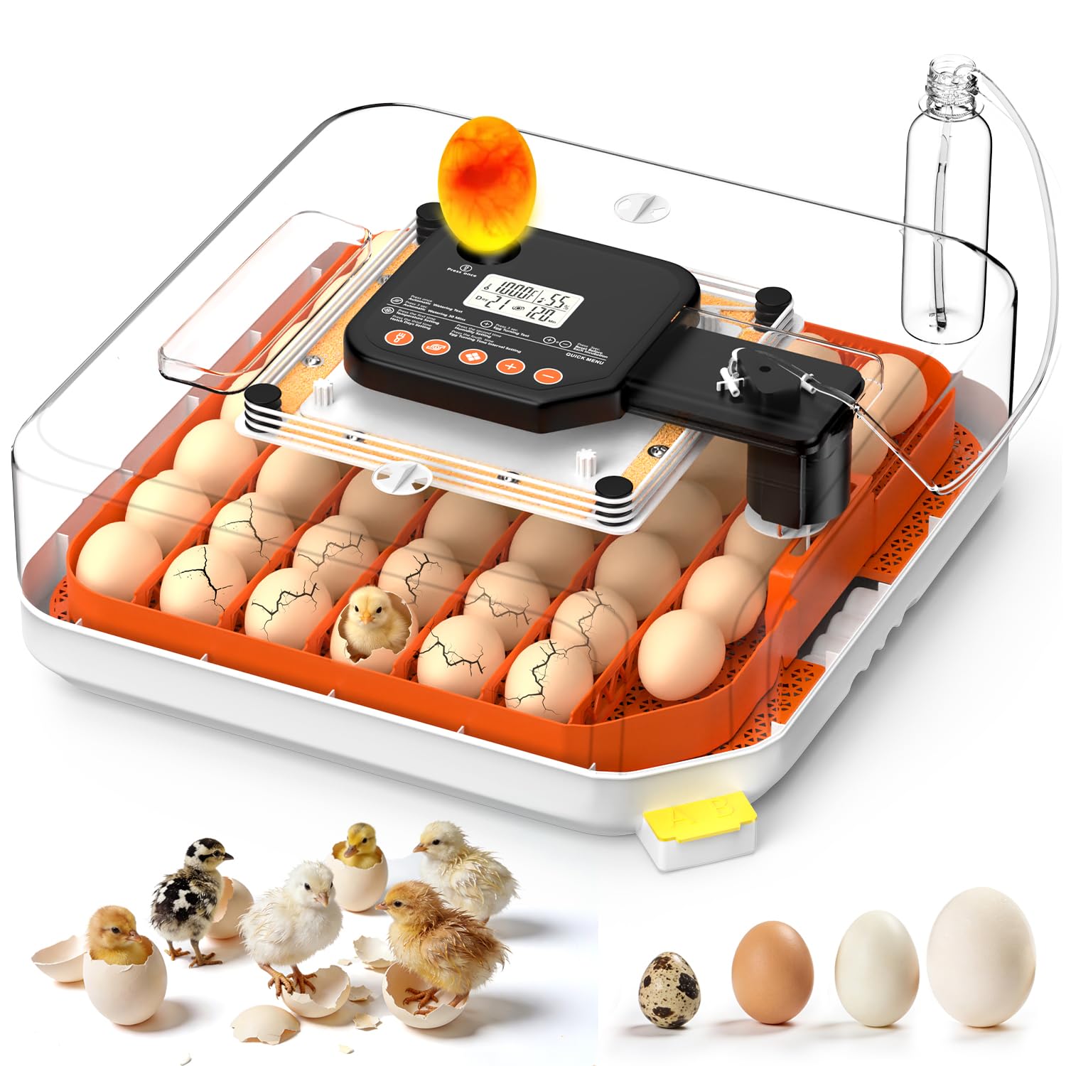 48 Egg Incubator for Hatching Eggs, Chicken Incubator with Auto Turner, Digital Temp & Humidity Control, Built-in Egg Candler & External Water Refill - for Hatching Chicks, Ducks, Quail, Goose Eggs