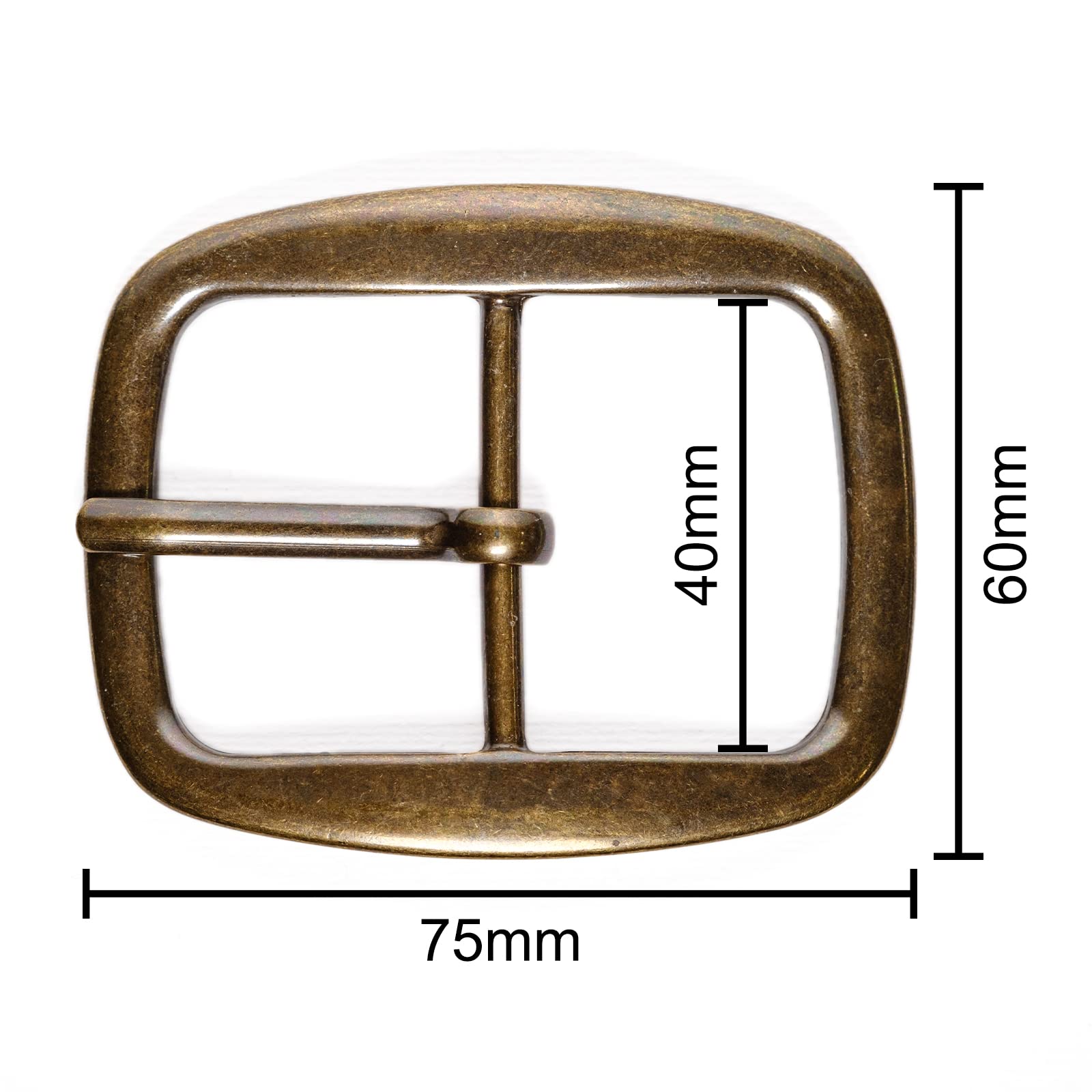 CATTANEO - Hebilla para cinturones de zamak doble DIY, clásica, hebilla de repuesto rectangular de 40 mm, hombre-mujer, fabricada en Italia, color bruñido, galvanizado latón efecto antiguo, unisex