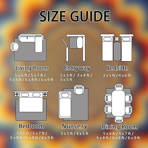 Miniatura 7 de Alfombra vintage de los años 70, alfombra de 6 x 9, alfombra de los años 70, con ilusión óptica 3D, alfombra de ilusión visual, suave, lavable,