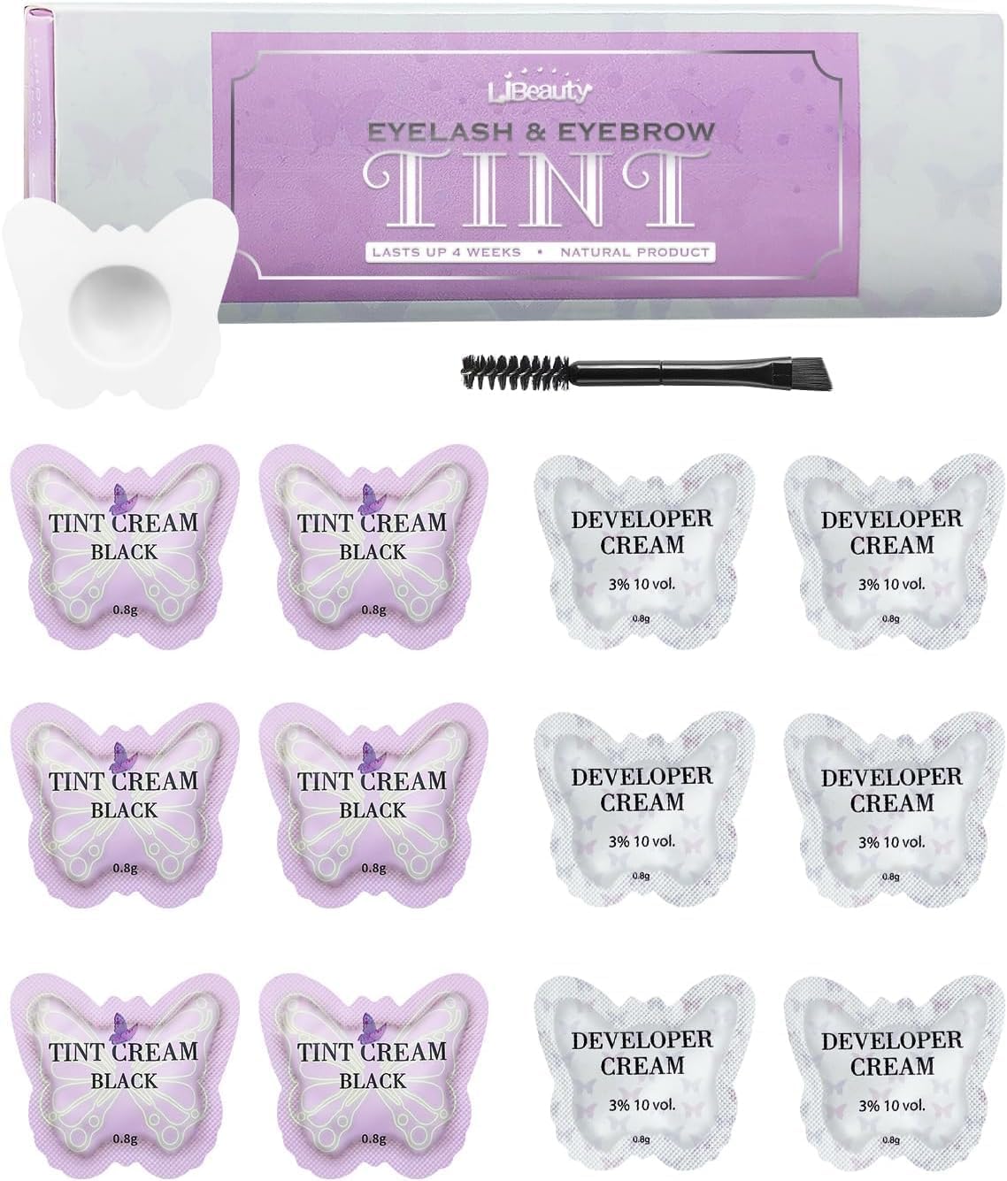 Libeauty Lash & Brow Color Kit, Black Color for Defined Lashes & Brows DIY without eye pad