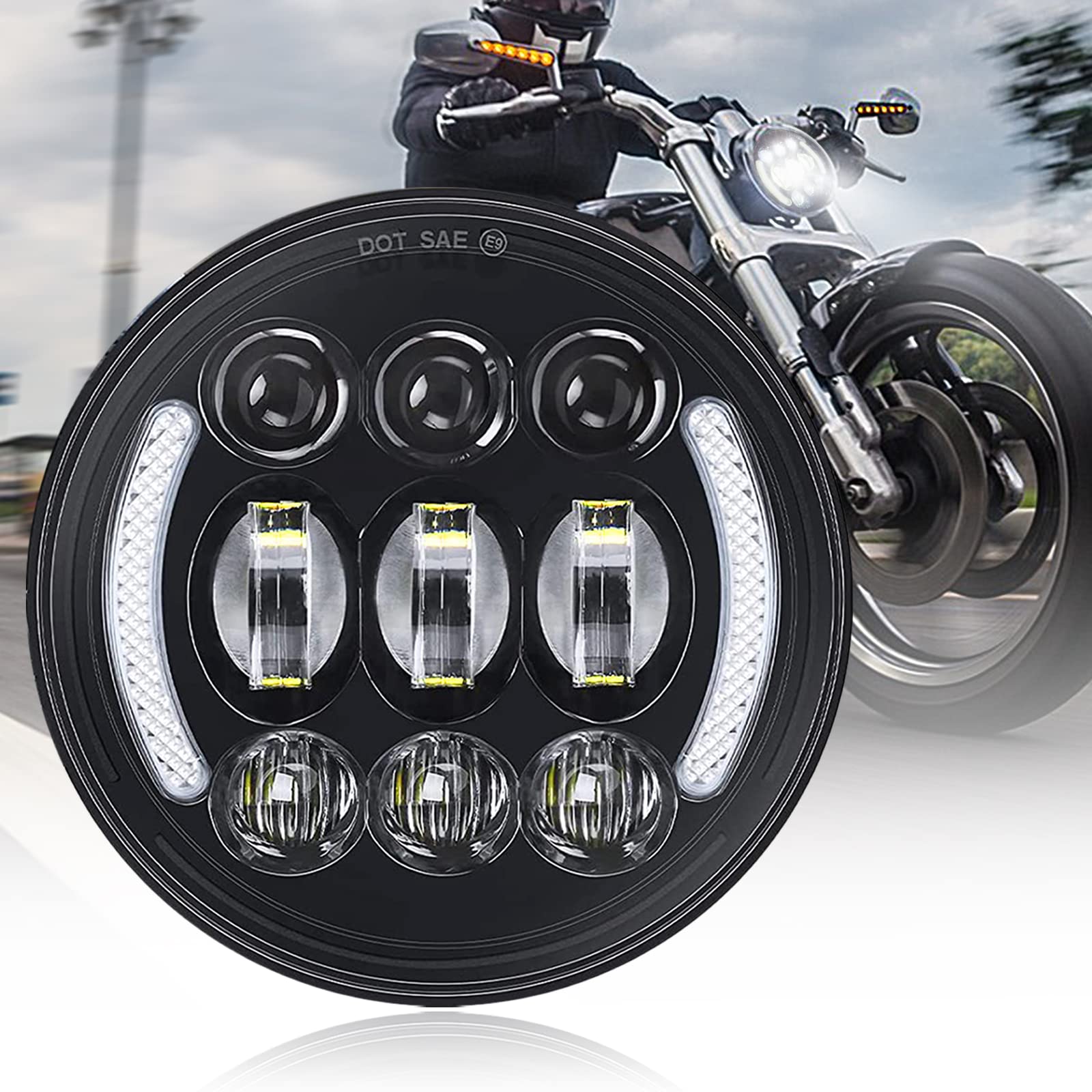 Buy DING.PAI 5 3/4 led headlight motorcycle DRL white halo rings for 5.