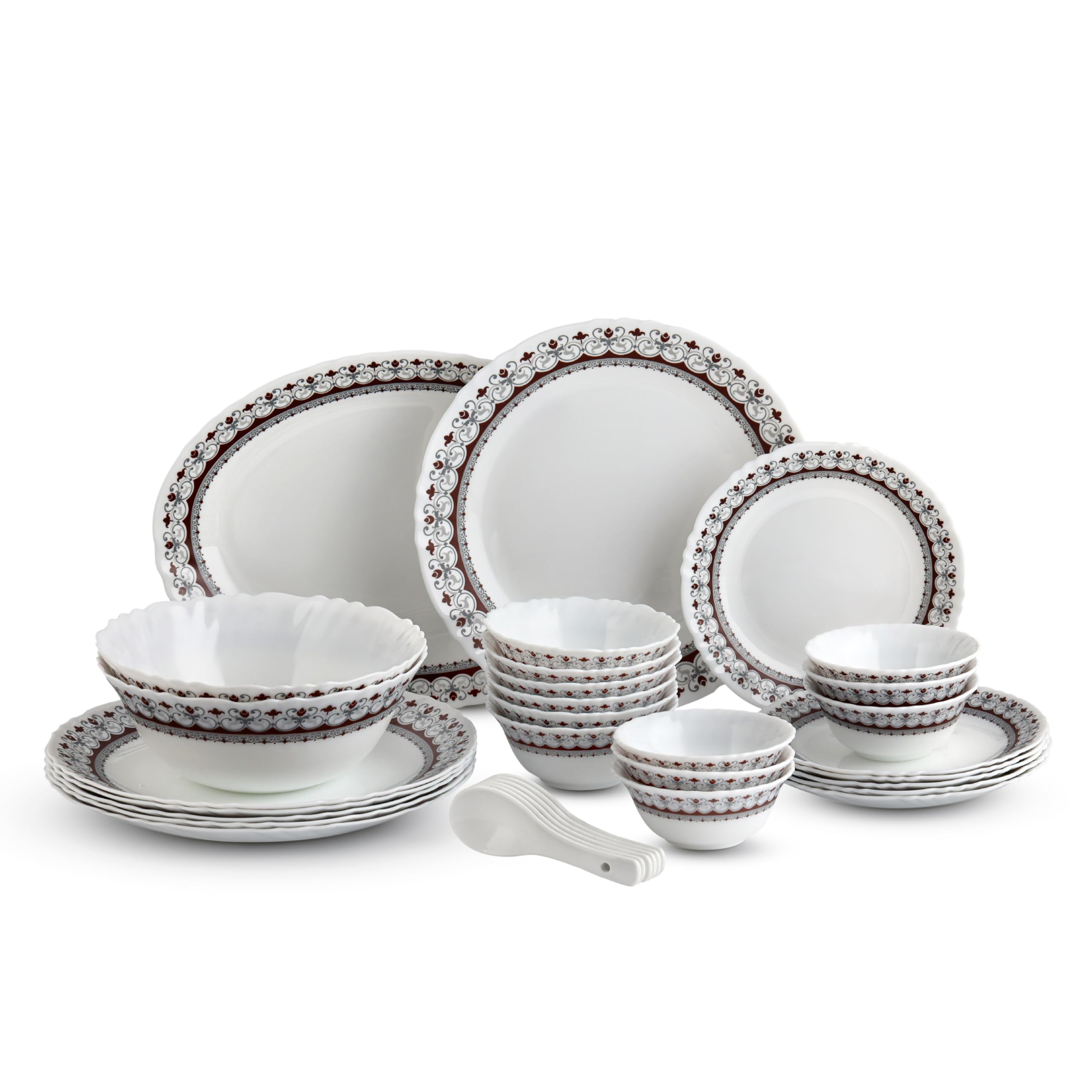 CELLO Lumina Imperial Plus Opalware 33-Piece Dinner Set for 6 at ₹1775 (58% Off) – Amazon