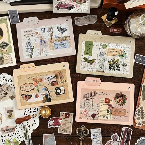 Miniatura 2 de Maxleaf Vintage Washi Sticker Set, 400PCS Floral Retro Nostalgic Ephemera Stickers for Scrapbooking Journaling DIY Crafts Planner Diary Album