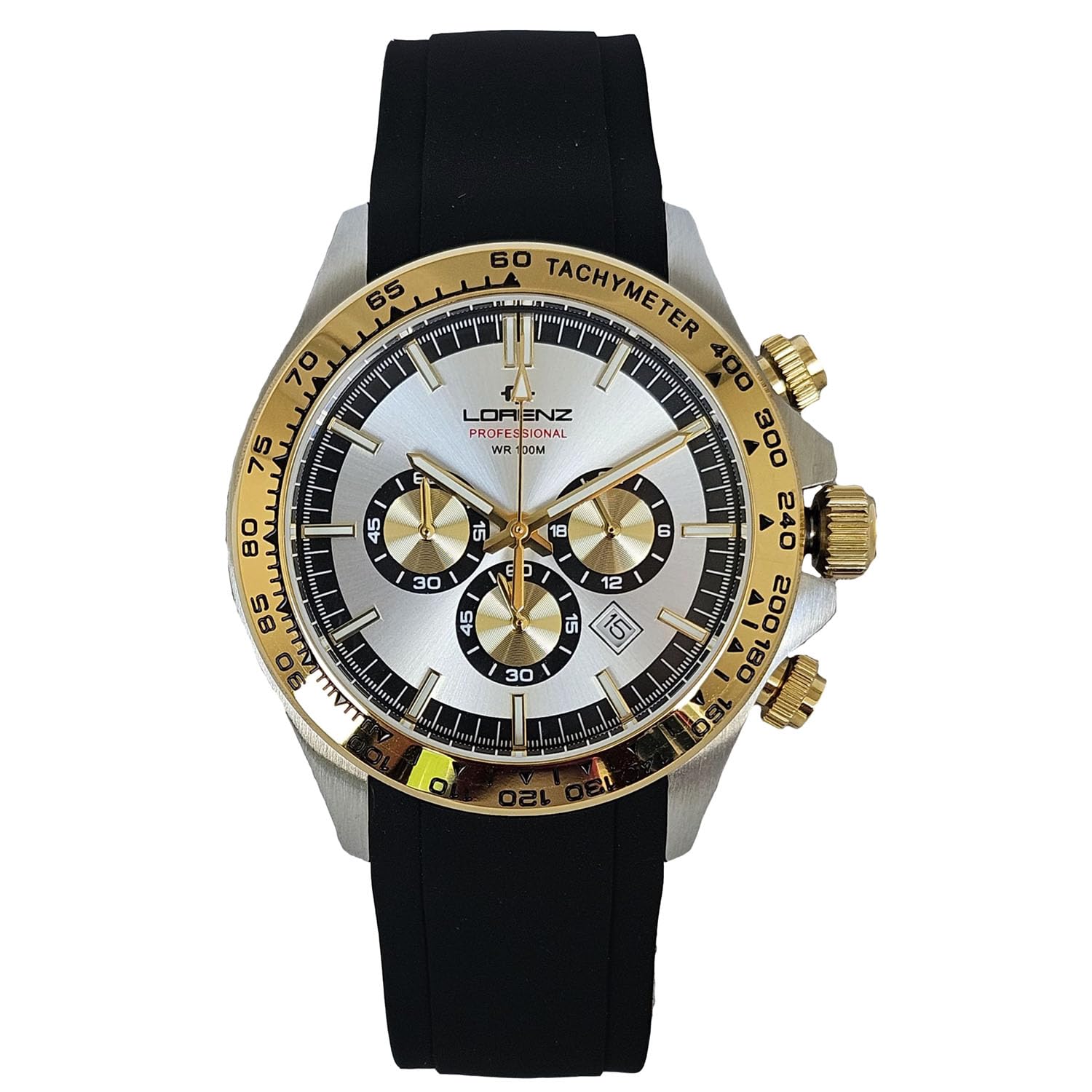Lorenz Chrono 26176BB Cronografo da uomo con cinturino in gomma sub 100 metri