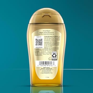 OGX Ekstra Mukavemet Yenileme+Argan Fas Yağı Penetran Saç Yağı Tedavisi, Kuru, Hasarlı ve Kaba Saçlar İçin Derin Nemlendirici Serum, Paraben İçermez, Sülfatlı Yüzey Faktanları İçermez