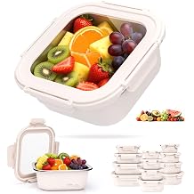 30oz Stainless Steel Lunch Box With Leakproof Tempered Glass Lids Microwavable Stainless Steel Food Storage Containers Stackable Freezer Fruit Snack Meal Prep Metal Bento Box for Travel Picnic Square
