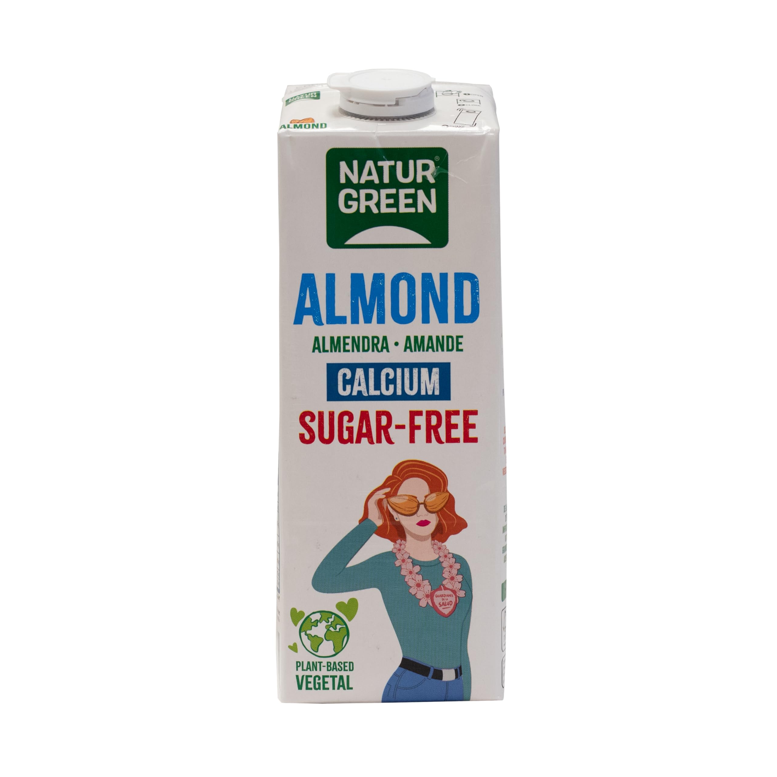 NaturGreen - Almond Calcium Sin Azúcar, Bebida Vegetal de Almendra sin Azúcares y con Calcio Añadido, 100% Vegano, Sin Soja, Sin Gluten, Sin Lactosa - 1L
