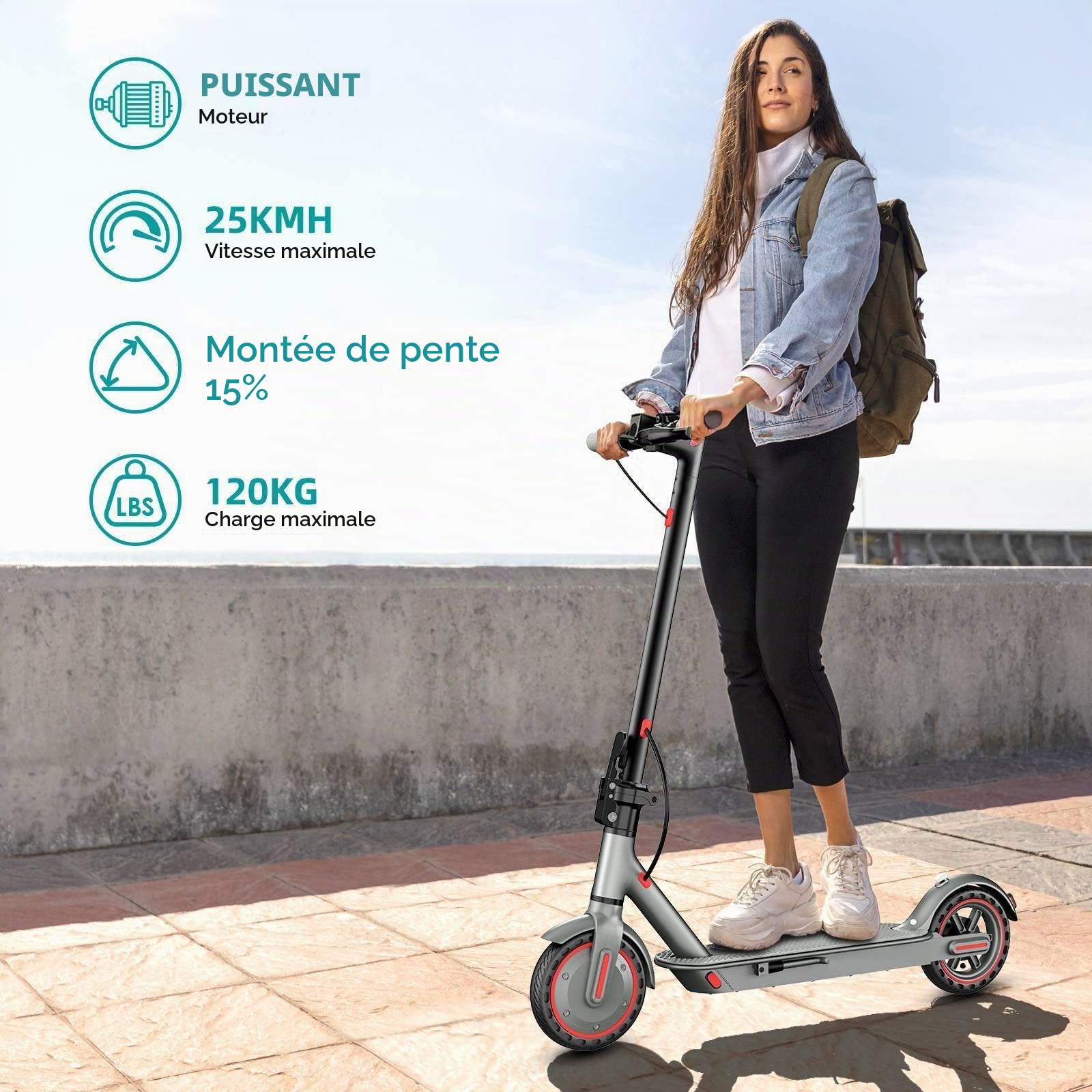 Trotinette Electrique Adulte 350w/500w,Pneumatiques De 8.5/10 inches,Vitesse Max 25 Km/H,Longue PortéE 35/45 Km,SystèMe de Frein à Double Tambour,Scooter Pliant pour Adultes,Charge Max 120KG