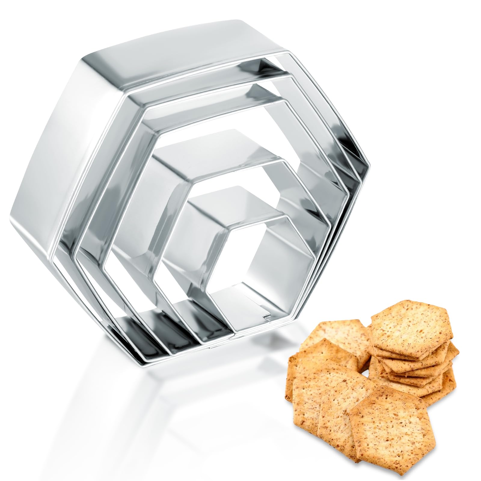 Lot de 5 emporte-pièces hexagonaux pour biscuits - Motif football - Pour biscuits, fondant, Noël