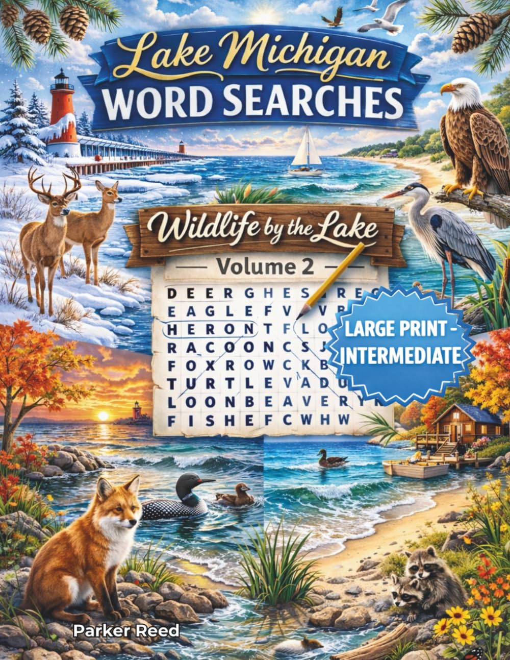 Lake Michigan Word Searches - Large Print: Wildlife by the Lake - Intermediate - Volume 2