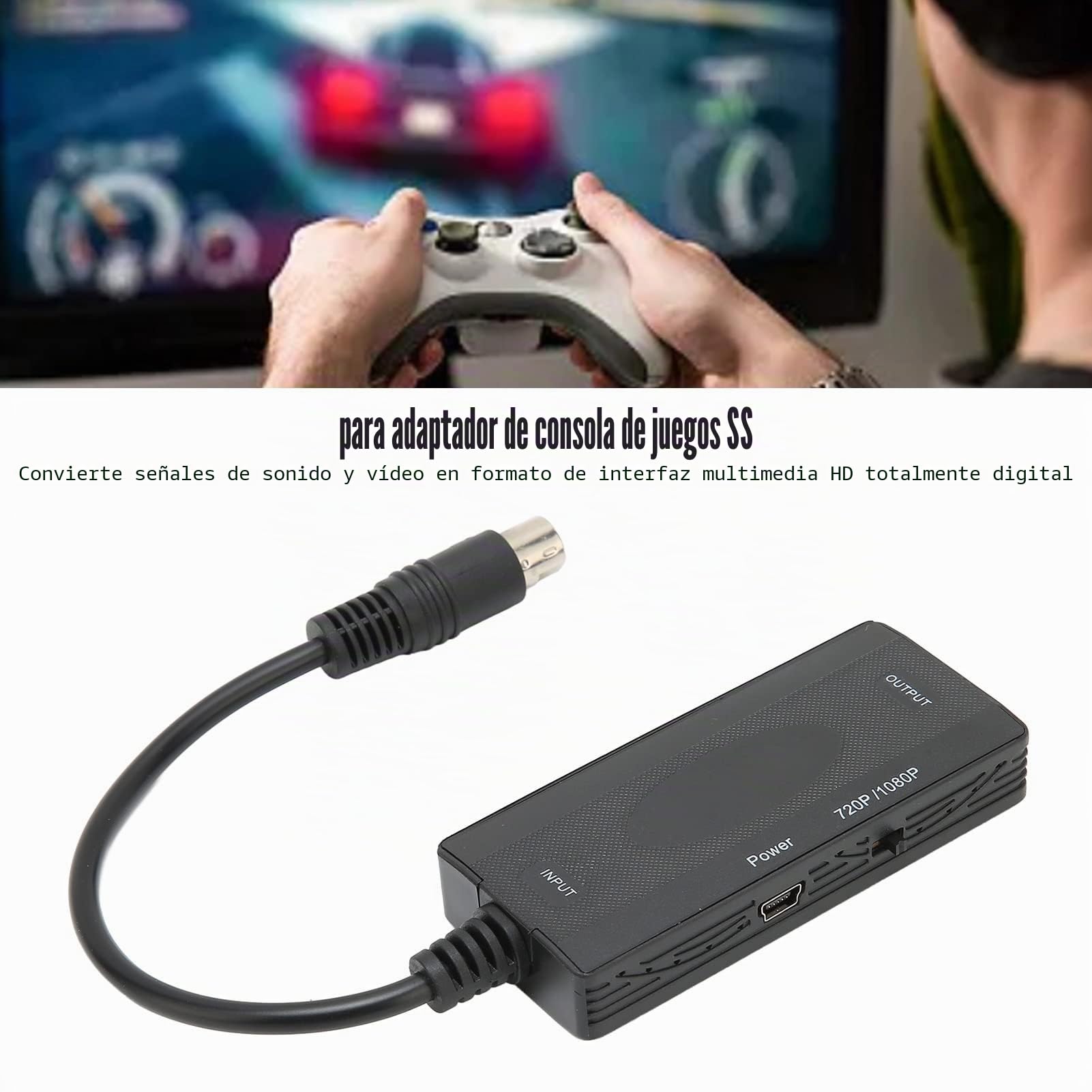 Dioche Saturn Converter Saturn To Contact Hdmi TV Abs Black Game Console Converter Drive Free Lossless para SS a HD Adaptador de Interfaz Multimedia para HDTV