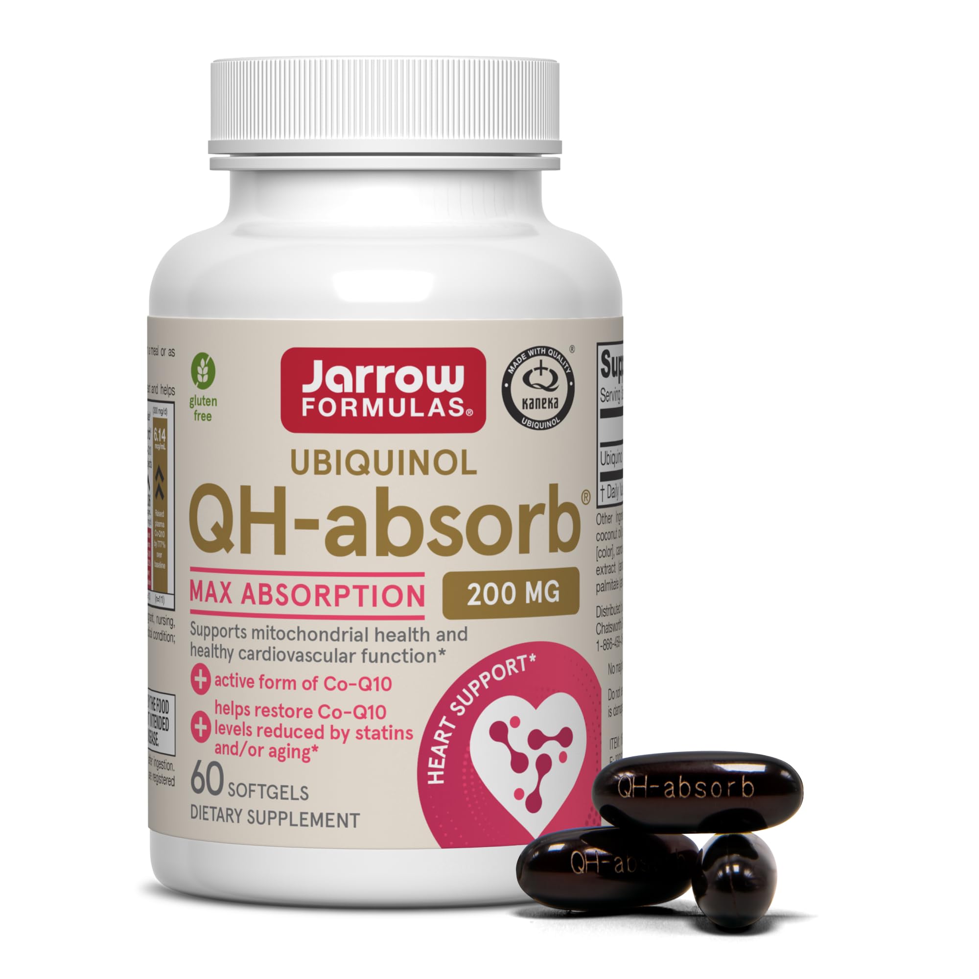 Jarrow QH-Absorb CoQ10 200mg, Ubiquinol Co Q 10 Supplement, 60 Softgels Unflavored 60 Count (Pack of 1)