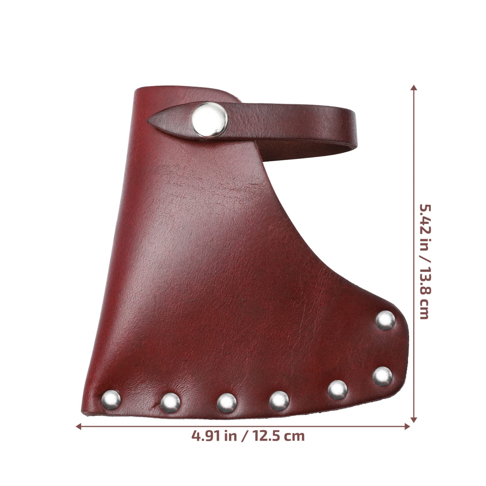 Cowhide Axe Head Cover with Metal Buckle, Universal Hatchet Sheath for Protection and Decoration, 5.43X5.11X1.77 Inch, Brown