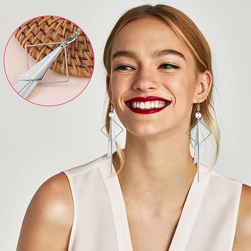 Miniatura 7 de PAGOW 96 aretes de aro para hacer joyas, hipoalergénicos, cuadrados, redondos, de plata, aretes a granel para manualidades, accesorios y suministros