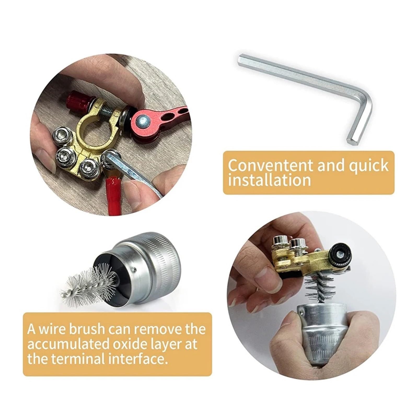 Connettore morsetto batteria Terminale in rame puro Cavo negativo positivo con chiave esagonale for auto da roulotte(B)
