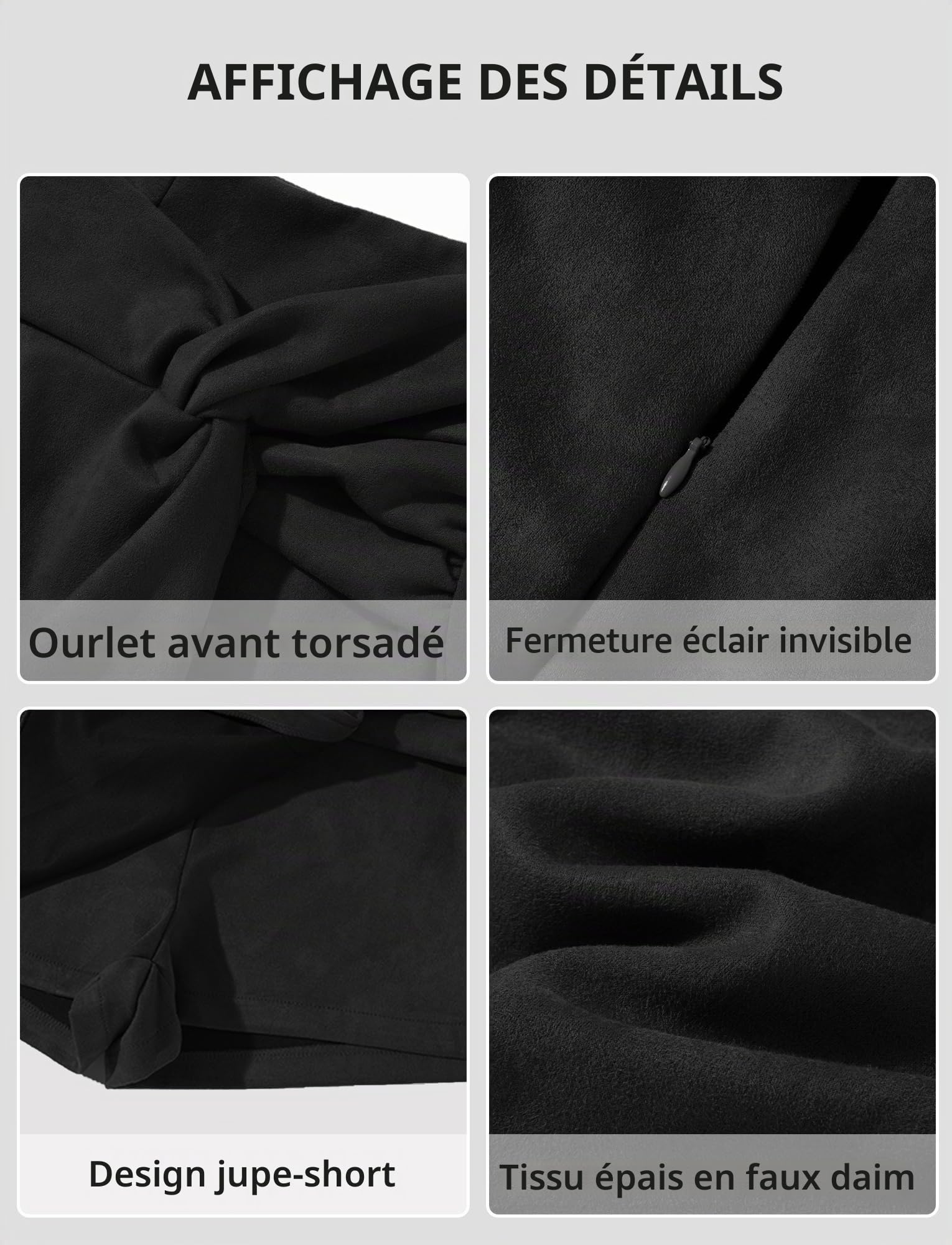 AIEOE Mini Jupes pour Femmes avec Pantalon Intégré Jupe Sexy Courte Automne Hiver Élégante Cocktail Party Taille S-XL