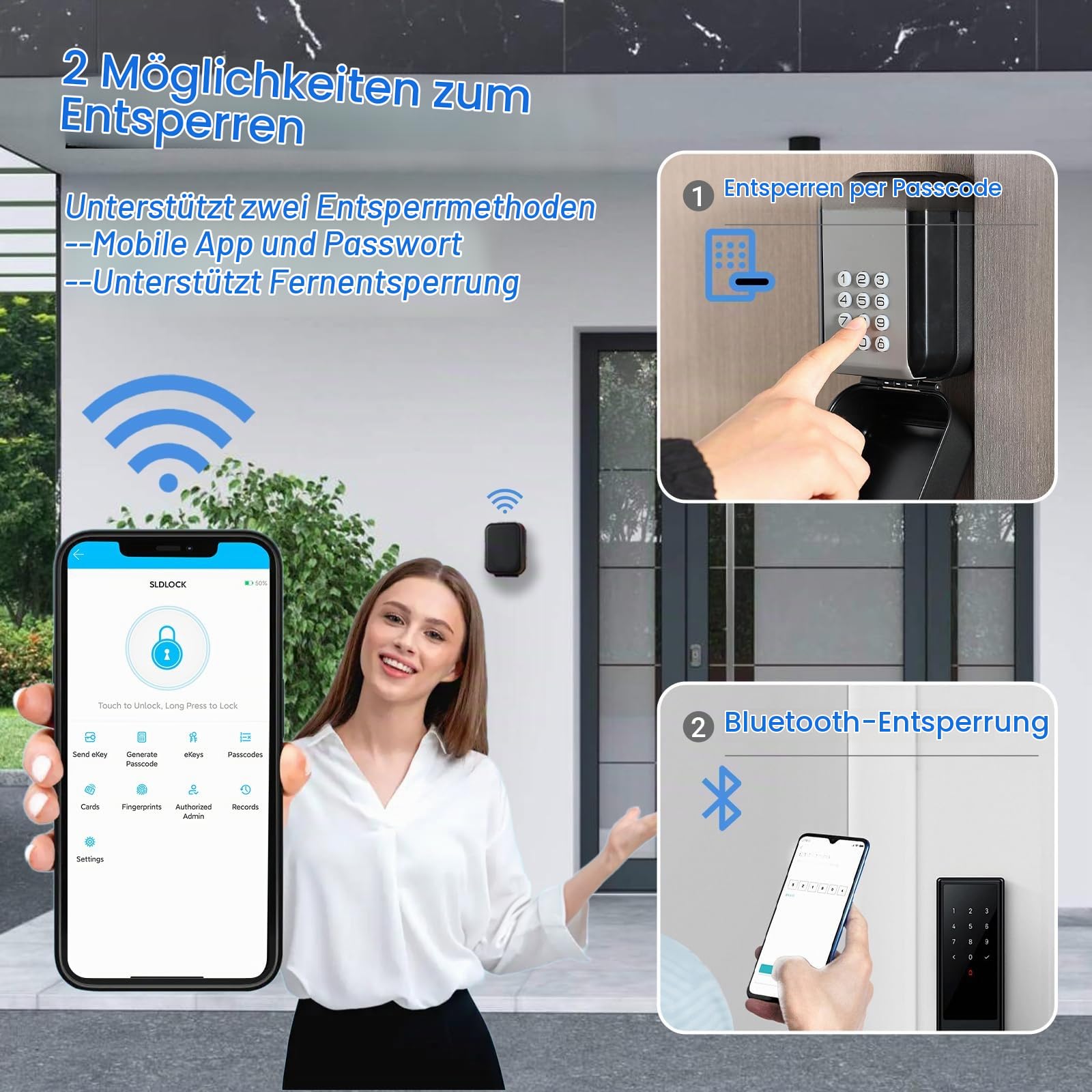 Smart Schlüsseltresor Elektronisch, Schlüsselsafe mit ZahlencodeMobile App & PIN-Code Schlüsselbox mit Code für Draußen für Airbnb, Büros, Wohnungen, Garagen und Besucher