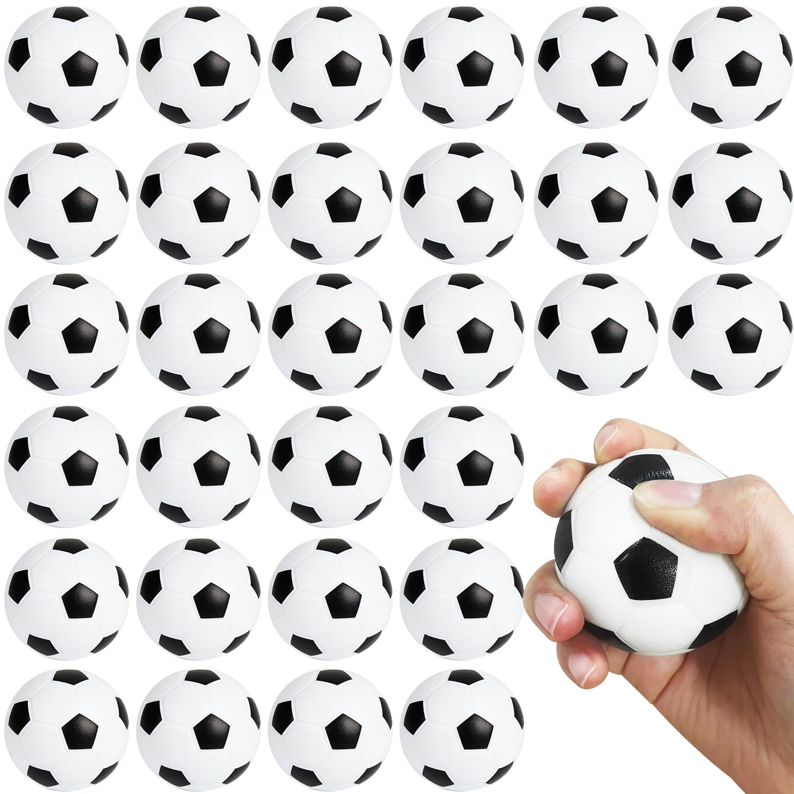 30 Pack 2.5 Inch Soccer Stress Balls,Squeeze Soccer Balls Toys for Kids | Soft Foam Socce…