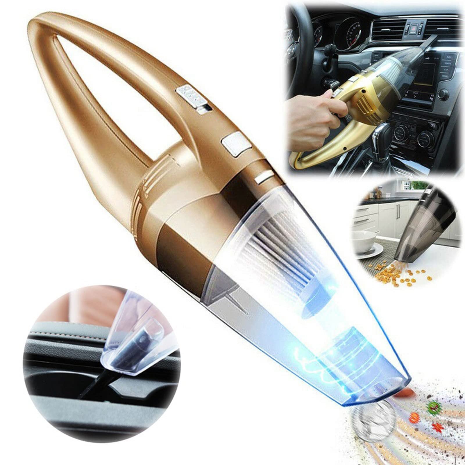 Hartboden-Staubsauger, Auto-Staubsauger, tragbarer Kleiner Handstaubsauger, Nass- und Trocken-Hochleistungs-Haushaltsreiniger mit starker Saugkraft (Farbe: 1 schwarzes Set)