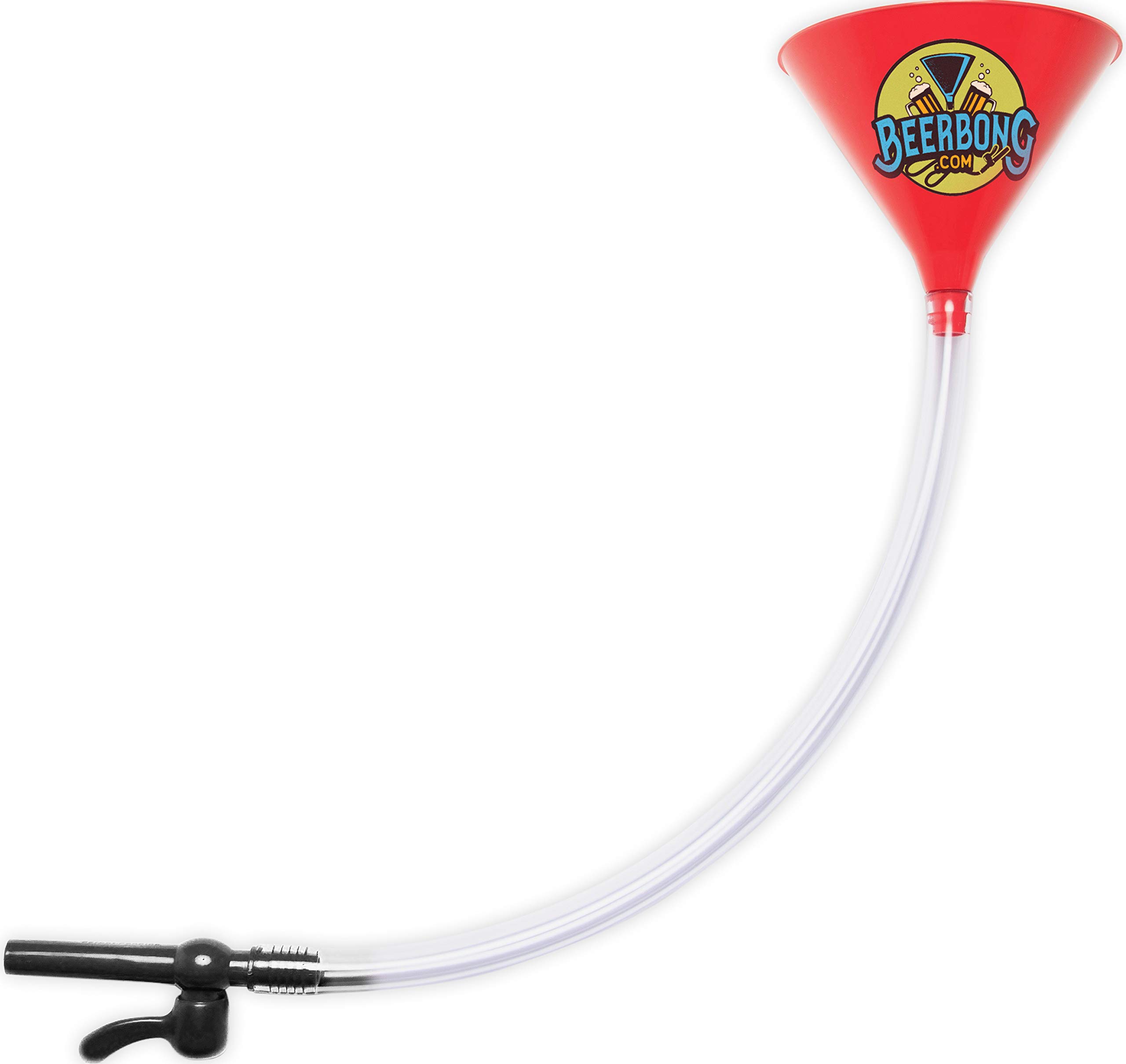 Premier Beer Bong Funnel - With Valve - No Kink Tubing Food Grade, You Pick From 7 Colors! Tailgating, Parties, Spring Break, (Red)