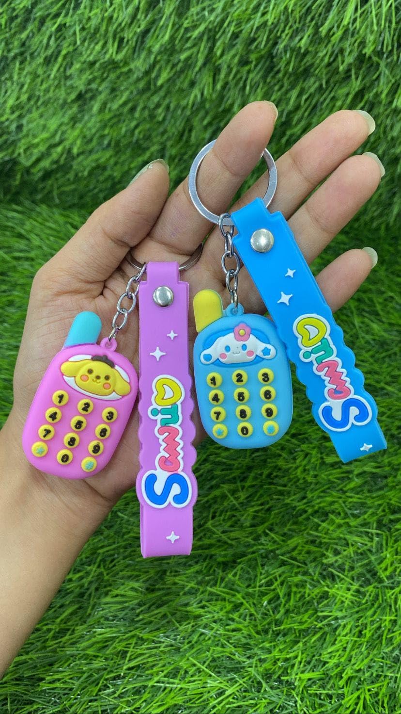 WingsCreations Cute Phone Shaped Soft Washable Silicone Key Chain for School Office Bag/Door Key-Ring/car Scotty Key-Ring/Party Favor Keyring/Gifting for kids & Adults(Pack of 2)-image-17