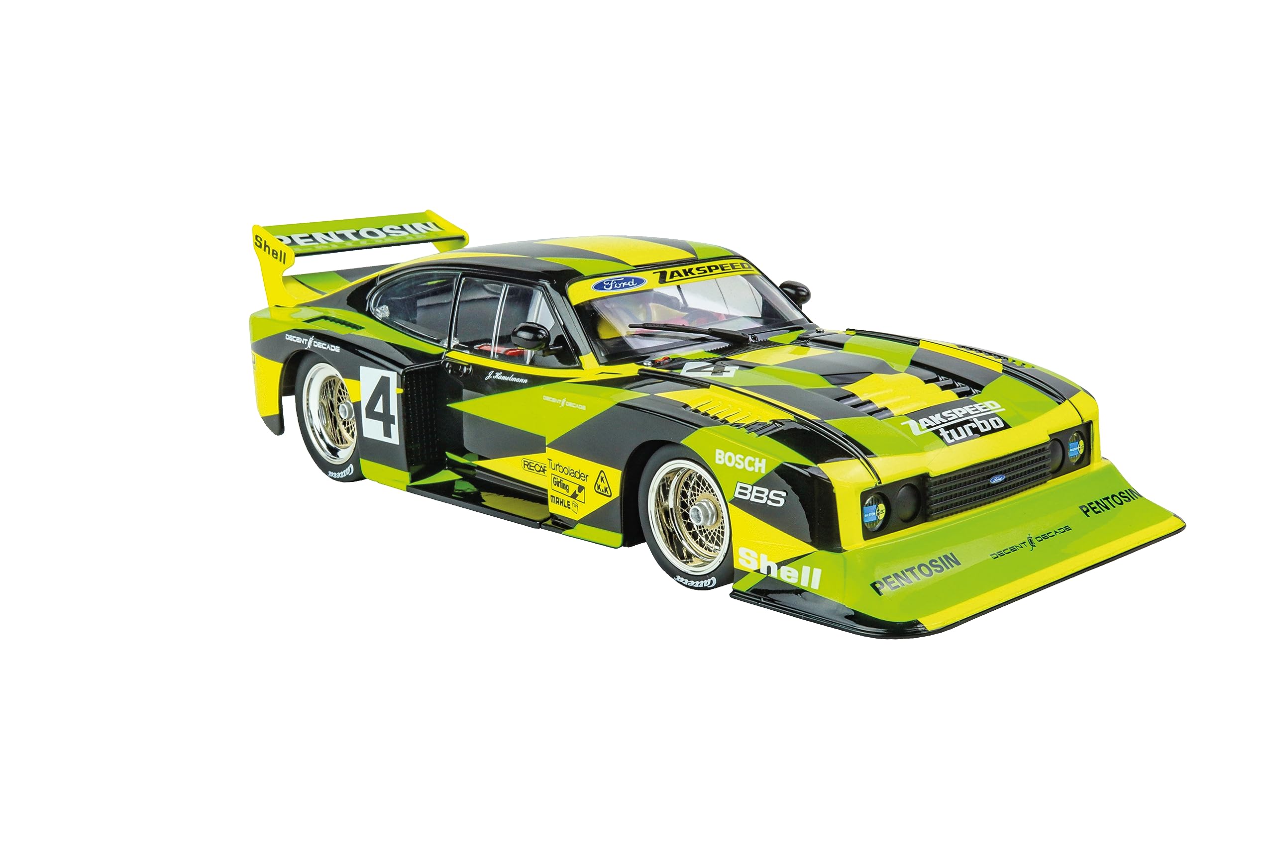 Carrera DIGITAL 124 Ford Capri Zakspeed Turbo Jürgen Hamelmann-Team No. 4 Slotcar Rennbahn I Original Ford Lizenz Maßstab 1:24 I Geeignet für Rennsportfans ab 10 Jahren