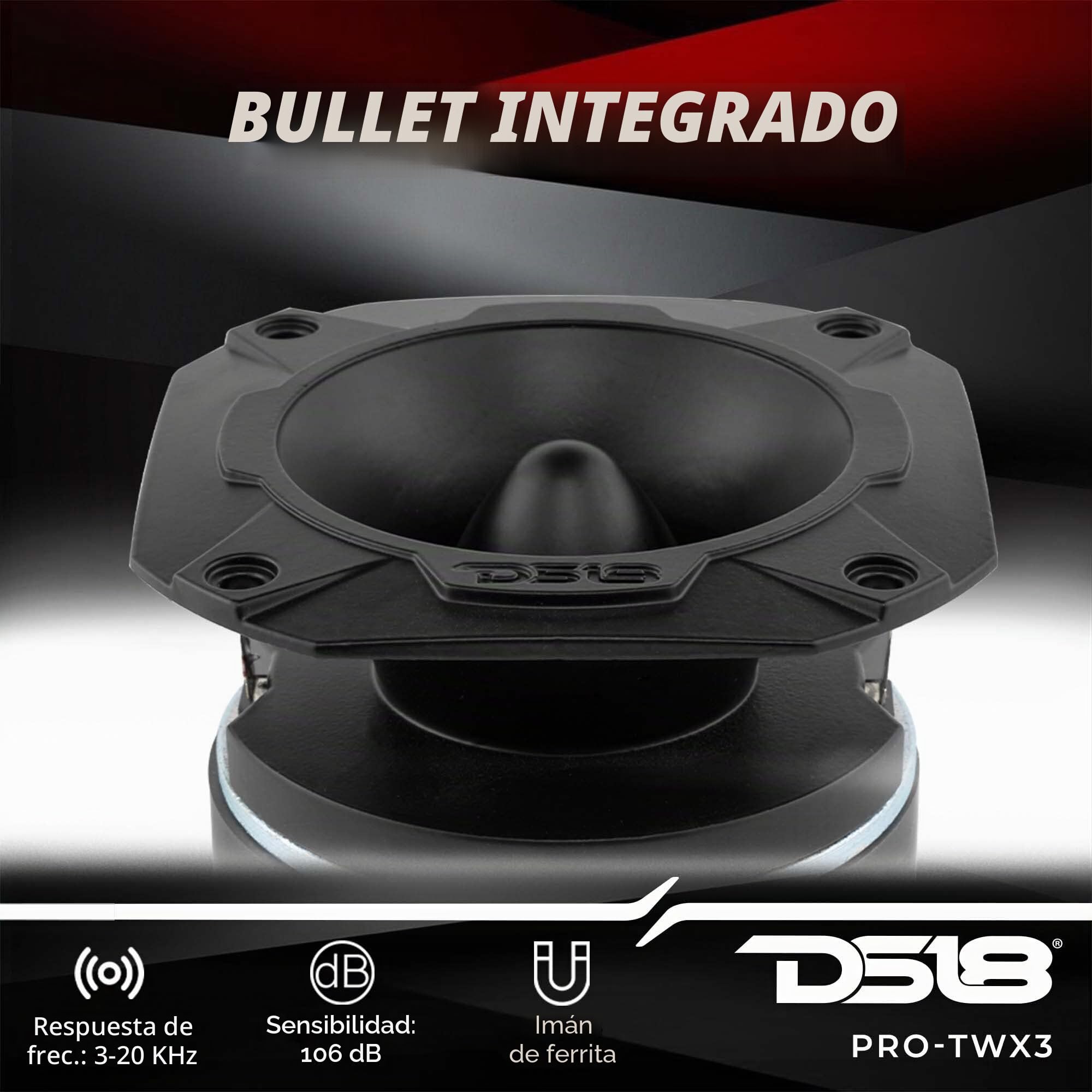 DS18 Pro-TWX3 - Tweeter Super Bullet de 4 Pulgadas, 480 W, 1.5 Pulgadas, Aluminio, 4 ohmios, Vc. Los tweeters Pro Son los Mejores en el Mercado de Audio Profesional y voceteo para automóvil (1