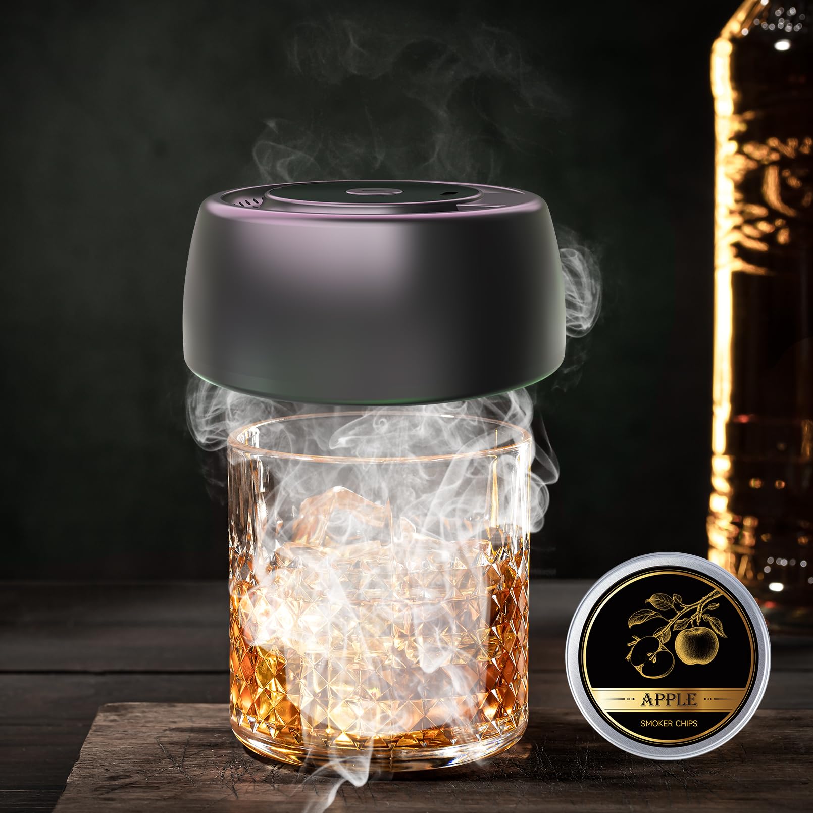 CHIDO Electric Whiskey Smoker Kit – USB Rechargeable, No Butane, Includes Wood Chips & Gift Box