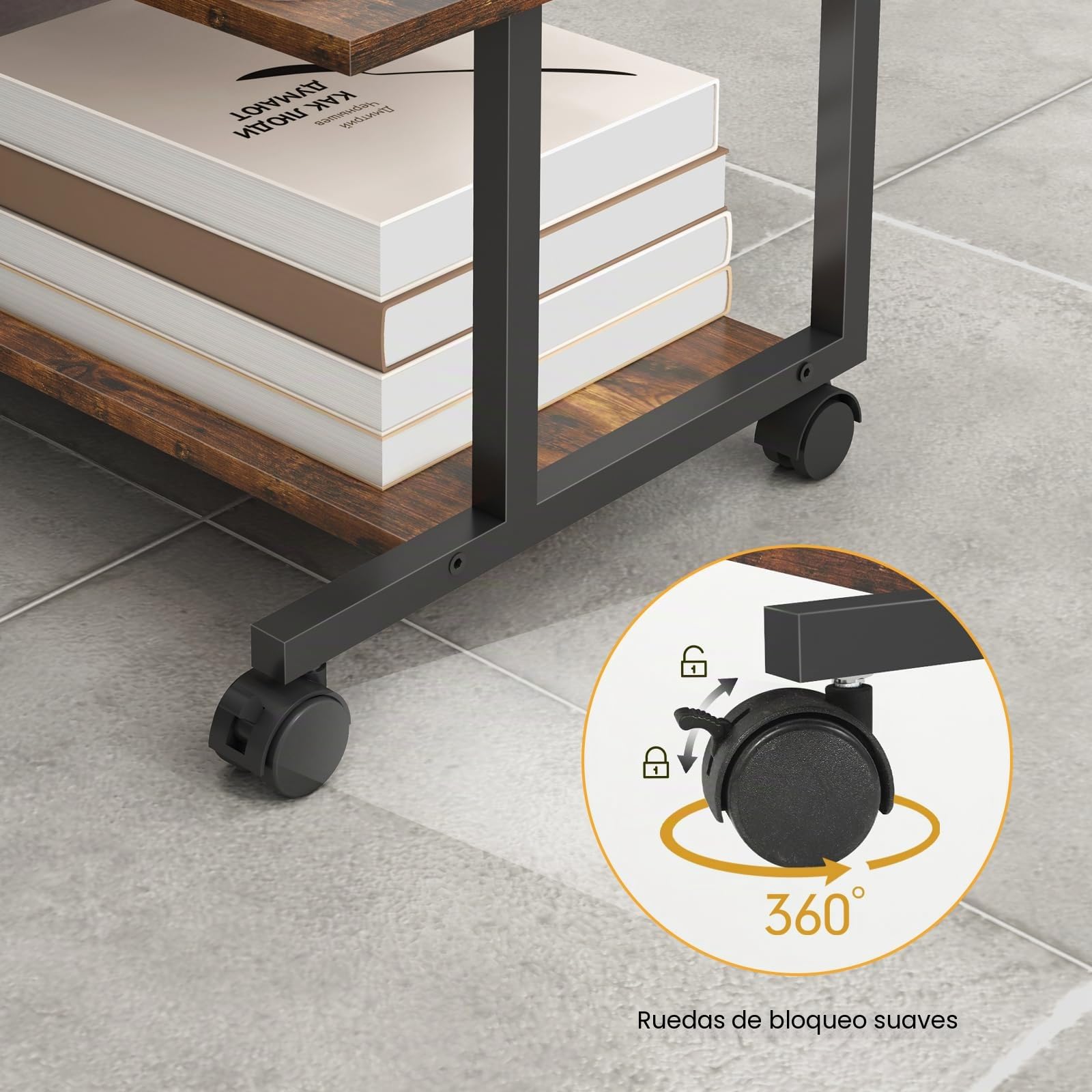 Livofloral Soporte para Impresora bajo Escritorio, 52 x 40 cm, Mesa de impresión para Oficina en casa, Carro de Impresora con Ruedas, pequeño Soporte para Impresora con Bandeja de Almacenamiento,