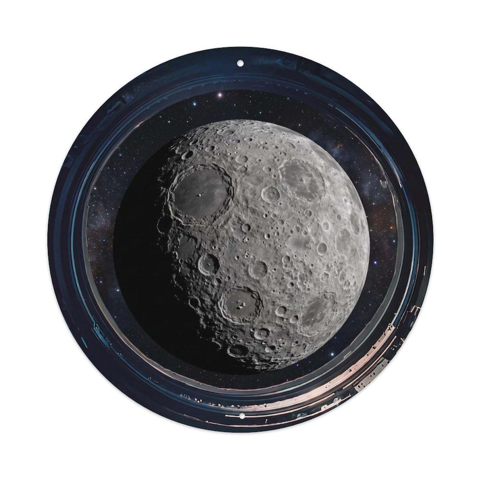 Moon Far Side Heavily Cratered Metal Tin Sign